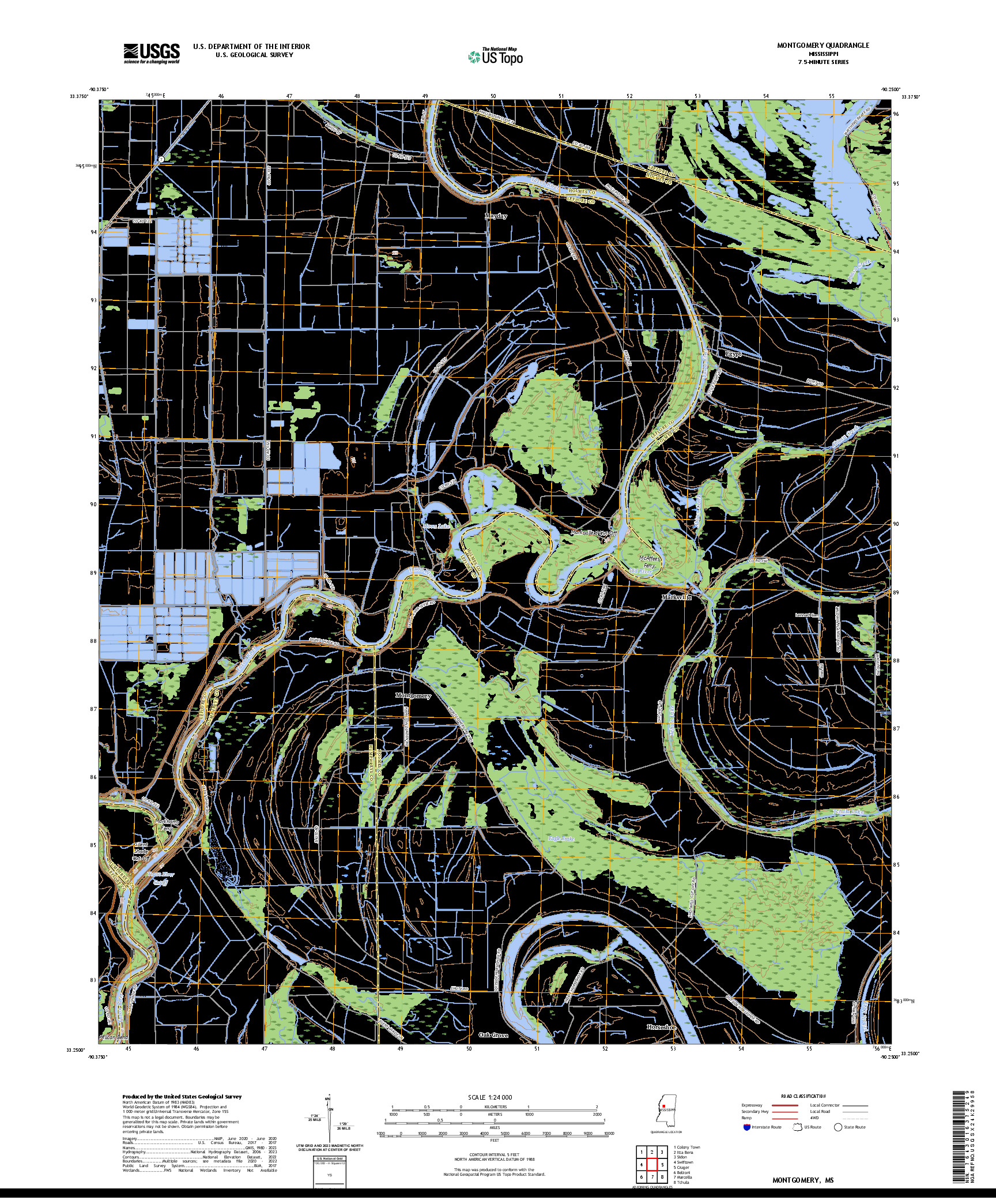 US TOPO 7.5-MINUTE MAP FOR MONTGOMERY, MS