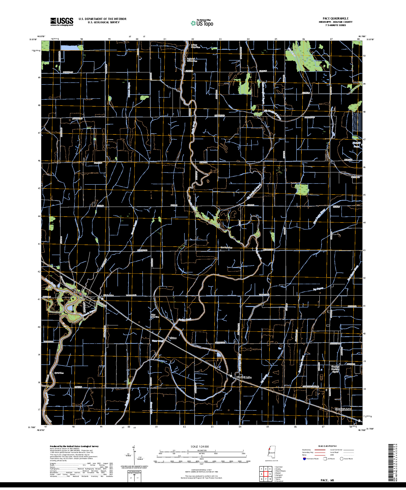 US TOPO 7.5-MINUTE MAP FOR PACE, MS