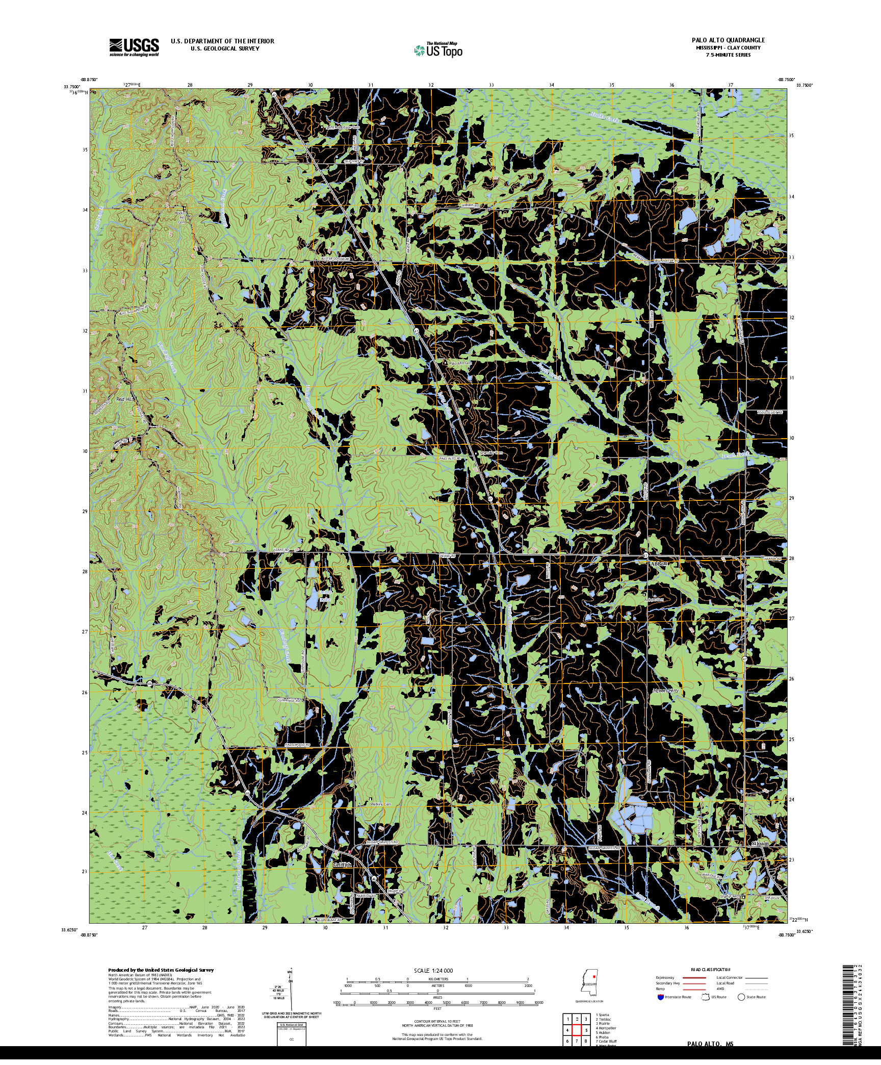 US TOPO 7.5-MINUTE MAP FOR PALO ALTO, MS