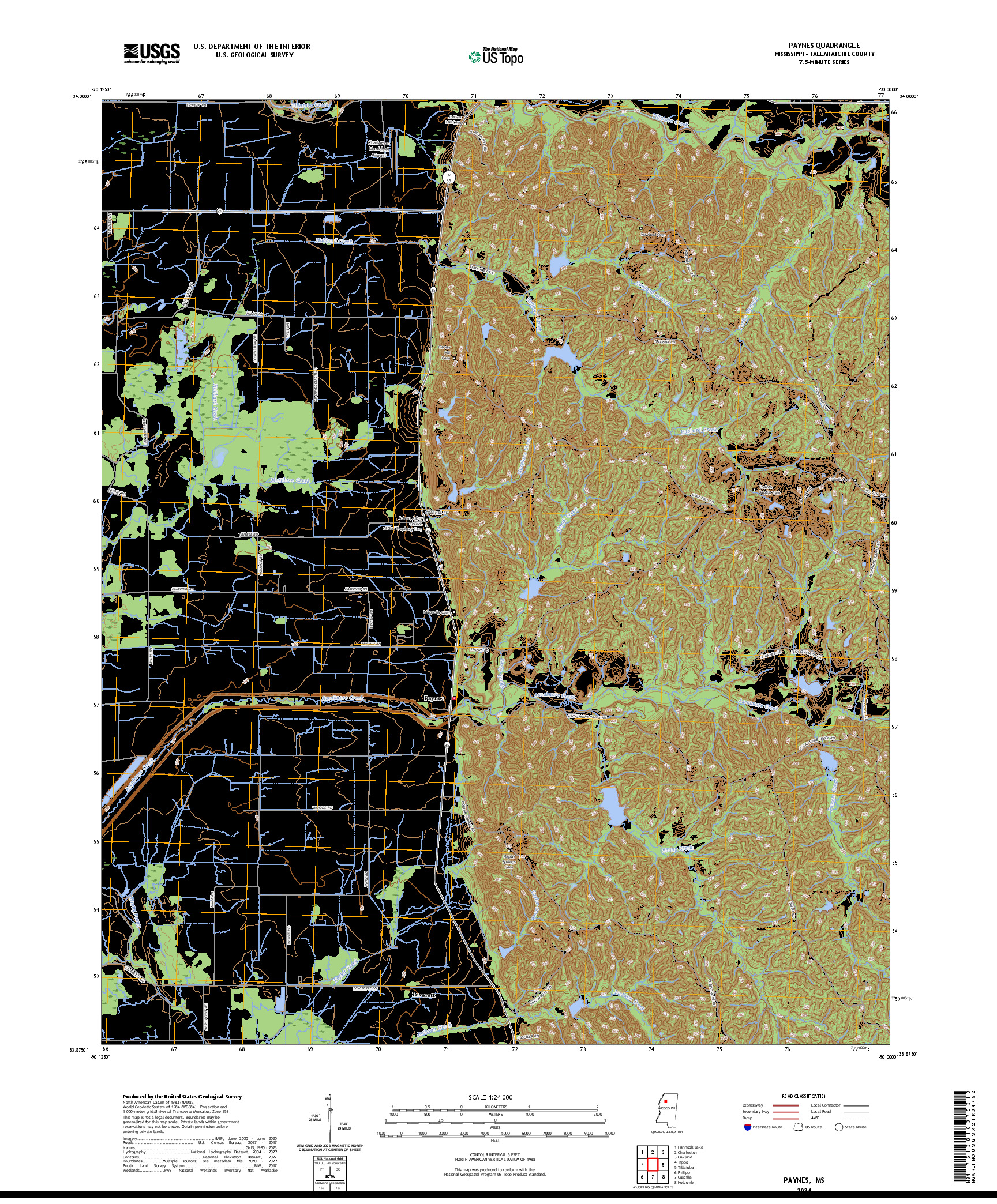US TOPO 7.5-MINUTE MAP FOR PAYNES, MS