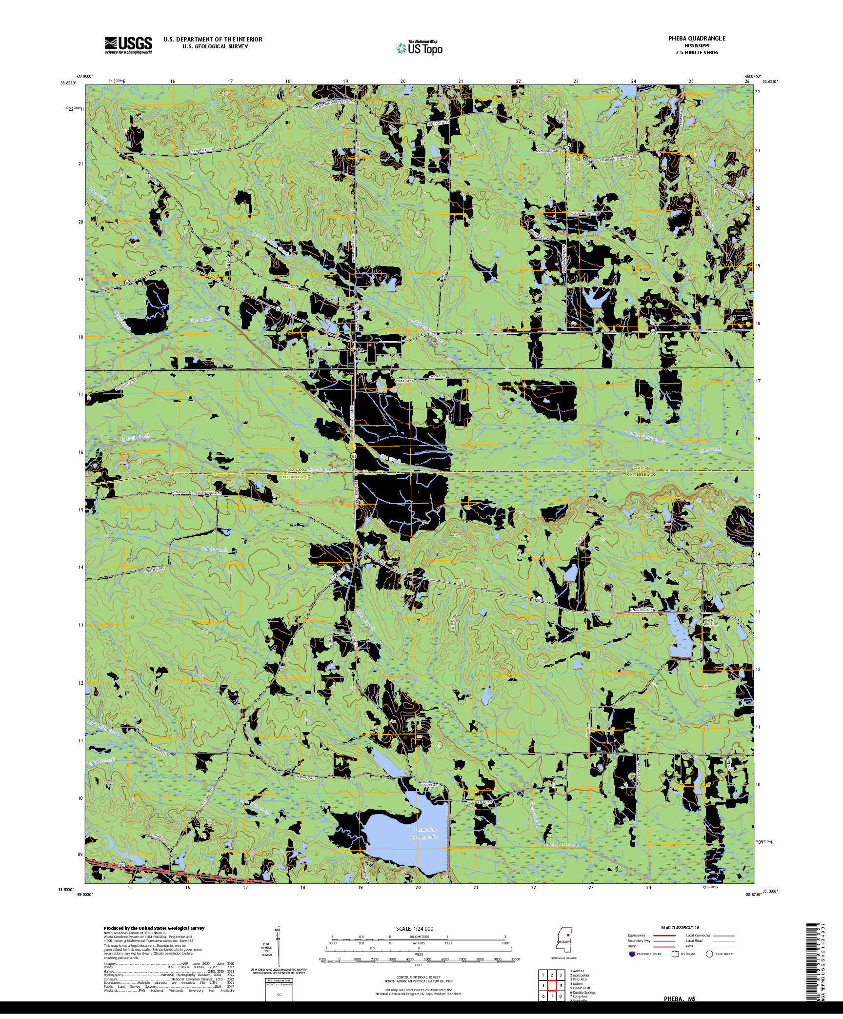 US TOPO 7.5-MINUTE MAP FOR PHEBA, MS