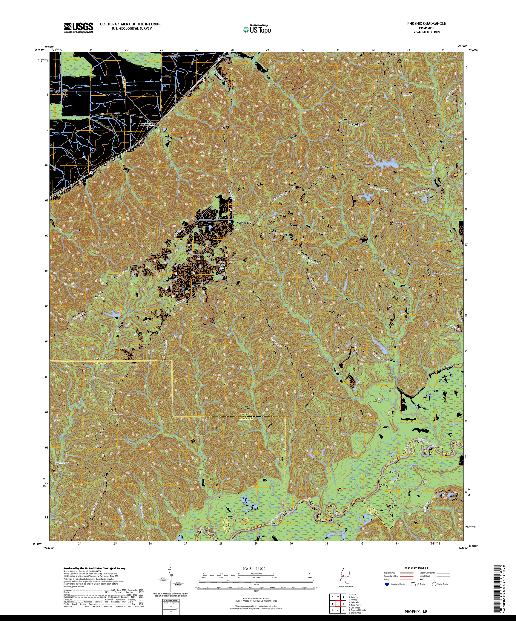 US TOPO 7.5-MINUTE MAP FOR PHOENIX, MS