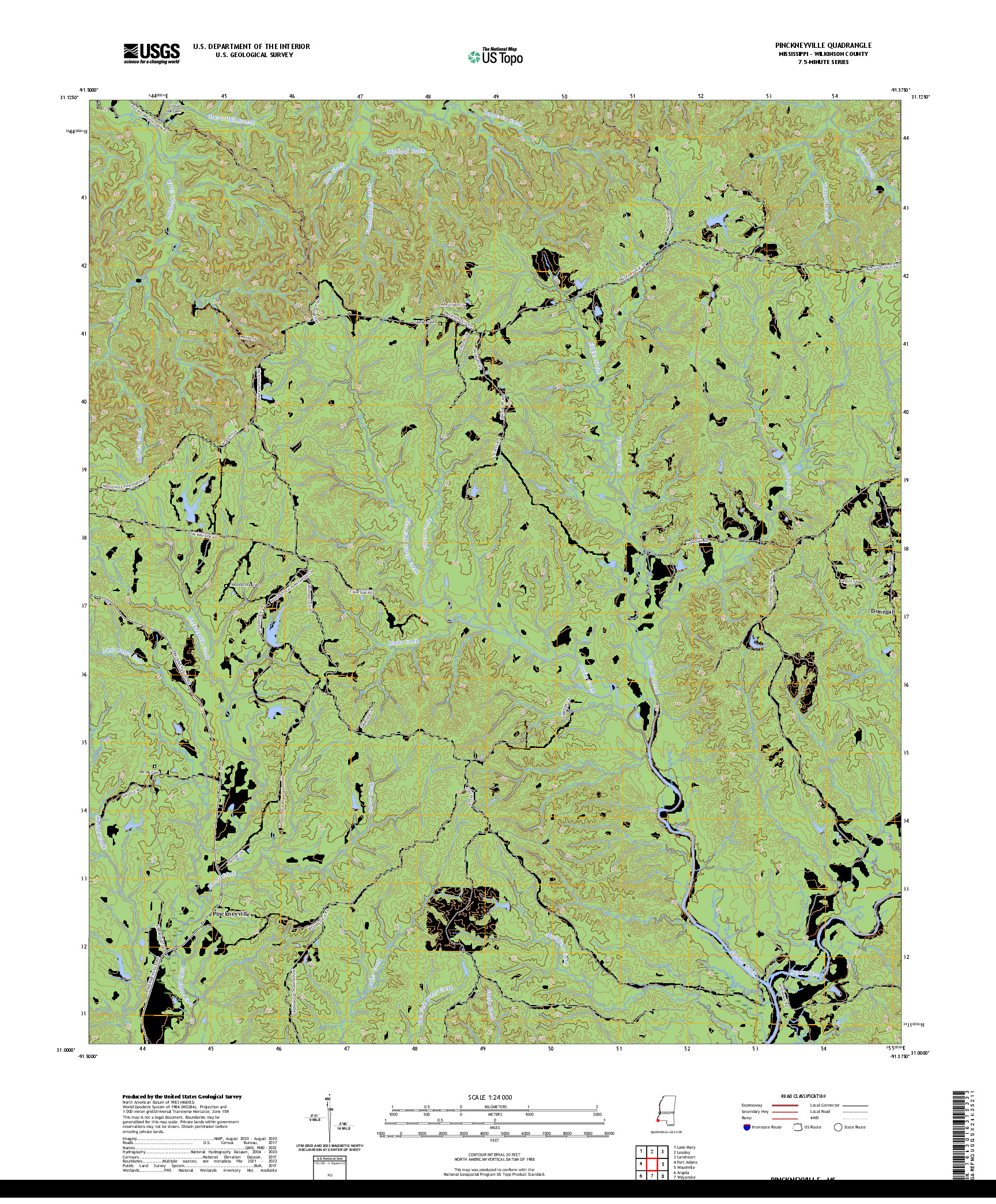 US TOPO 7.5-MINUTE MAP FOR PINCKNEYVILLE, MS