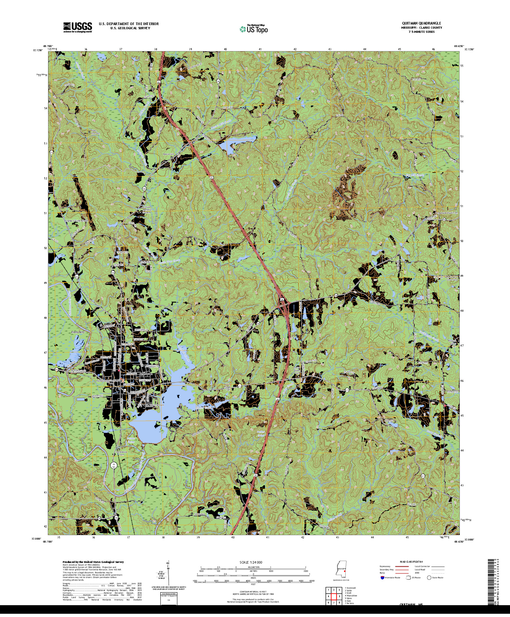 US TOPO 7.5-MINUTE MAP FOR QUITMAN, MS