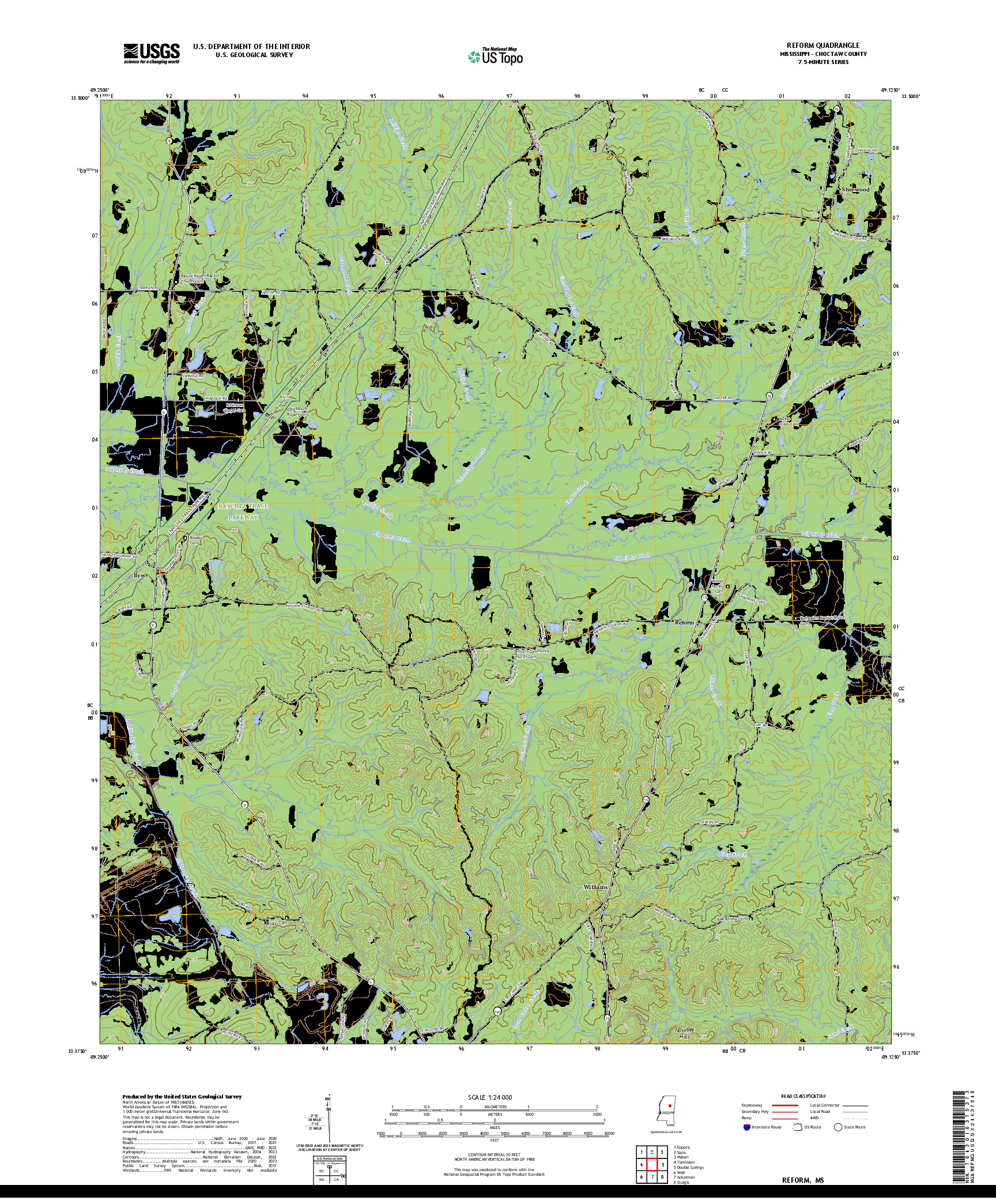 US TOPO 7.5-MINUTE MAP FOR REFORM, MS