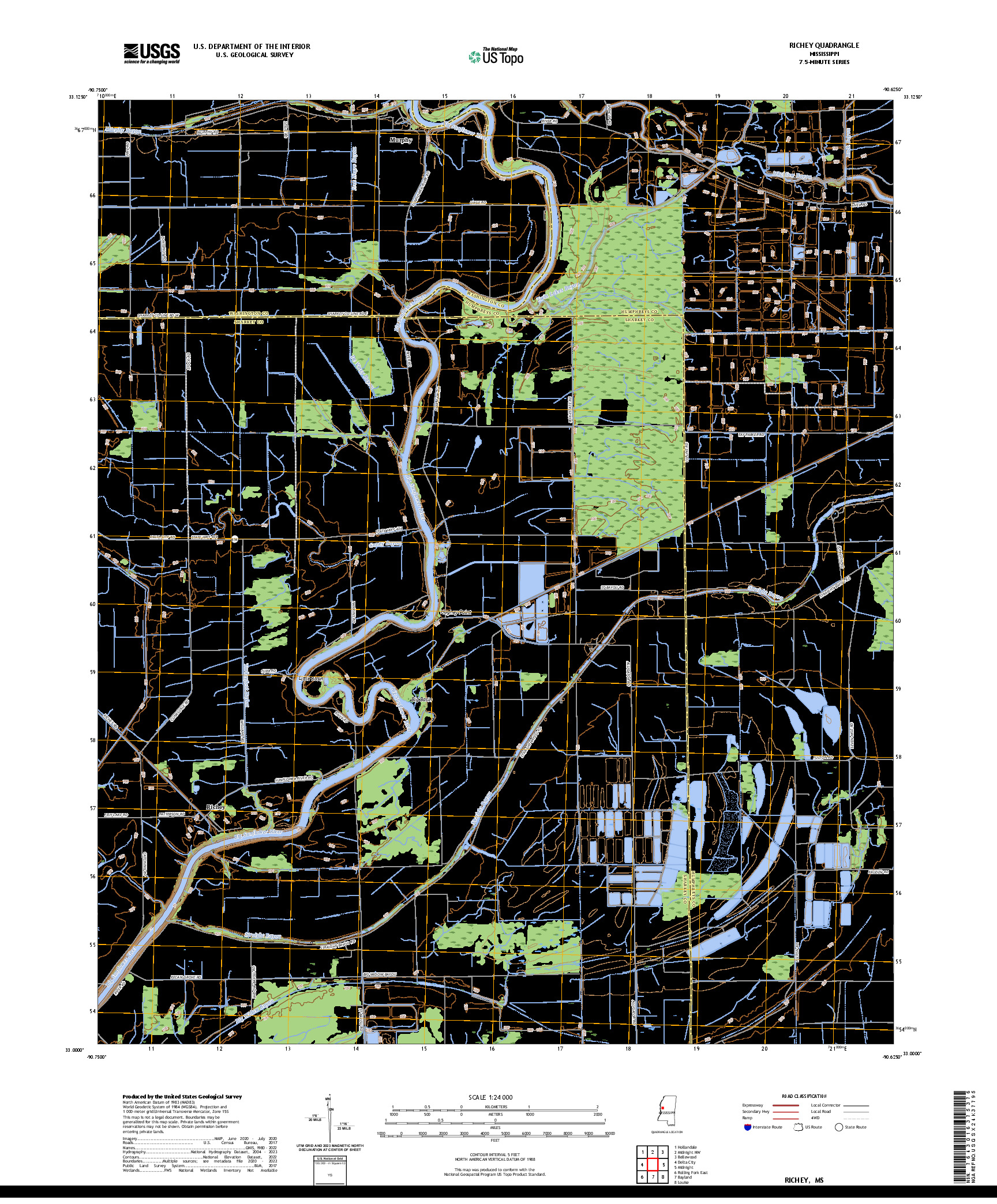US TOPO 7.5-MINUTE MAP FOR RICHEY, MS