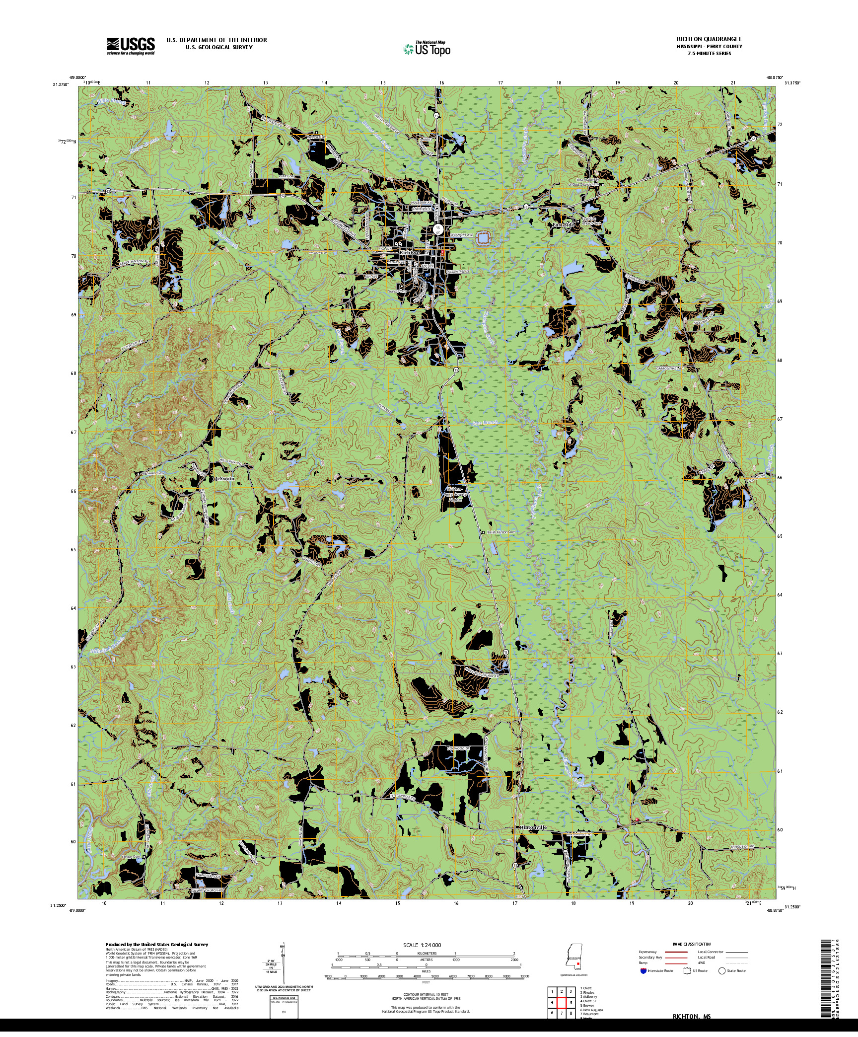 US TOPO 7.5-MINUTE MAP FOR RICHTON, MS