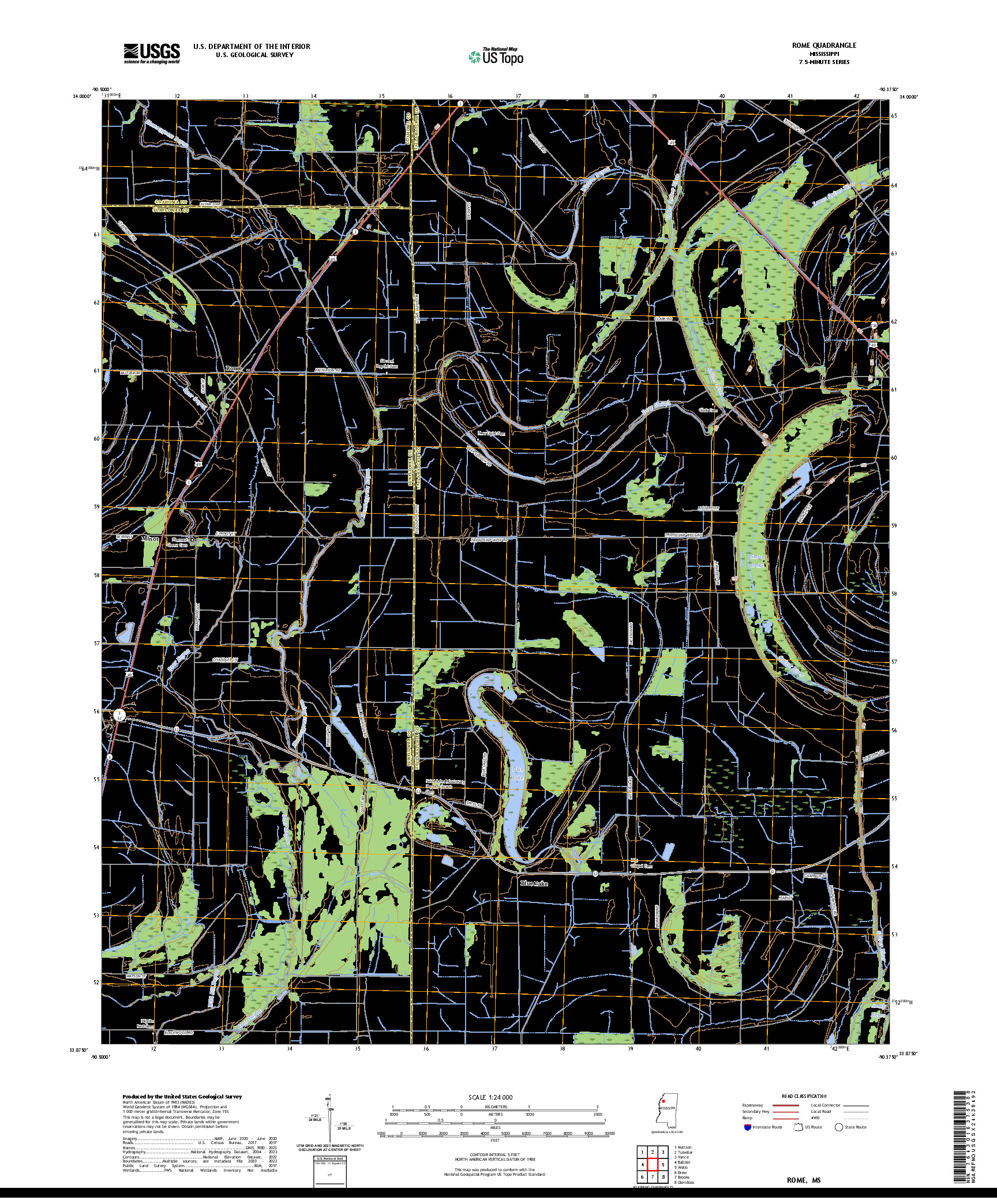 US TOPO 7.5-MINUTE MAP FOR ROME, MS
