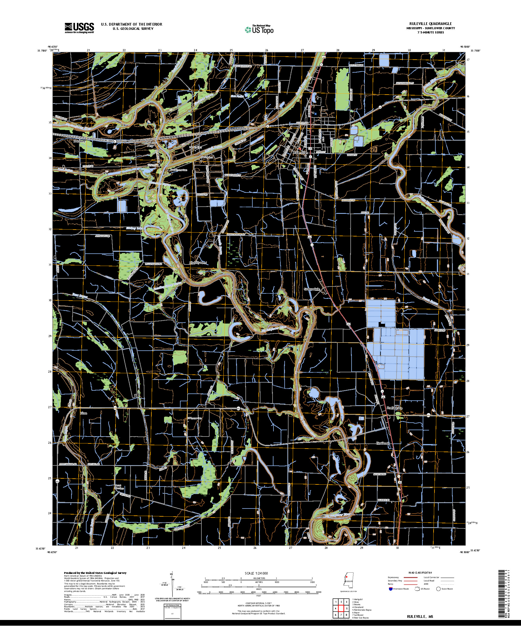 US TOPO 7.5-MINUTE MAP FOR RULEVILLE, MS