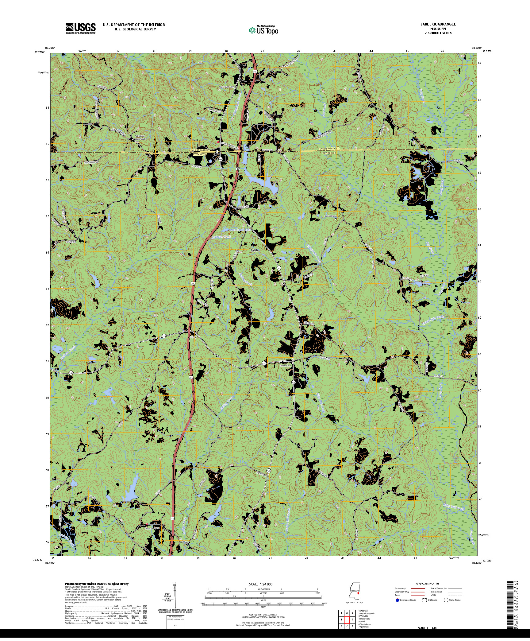 US TOPO 7.5-MINUTE MAP FOR SABLE, MS