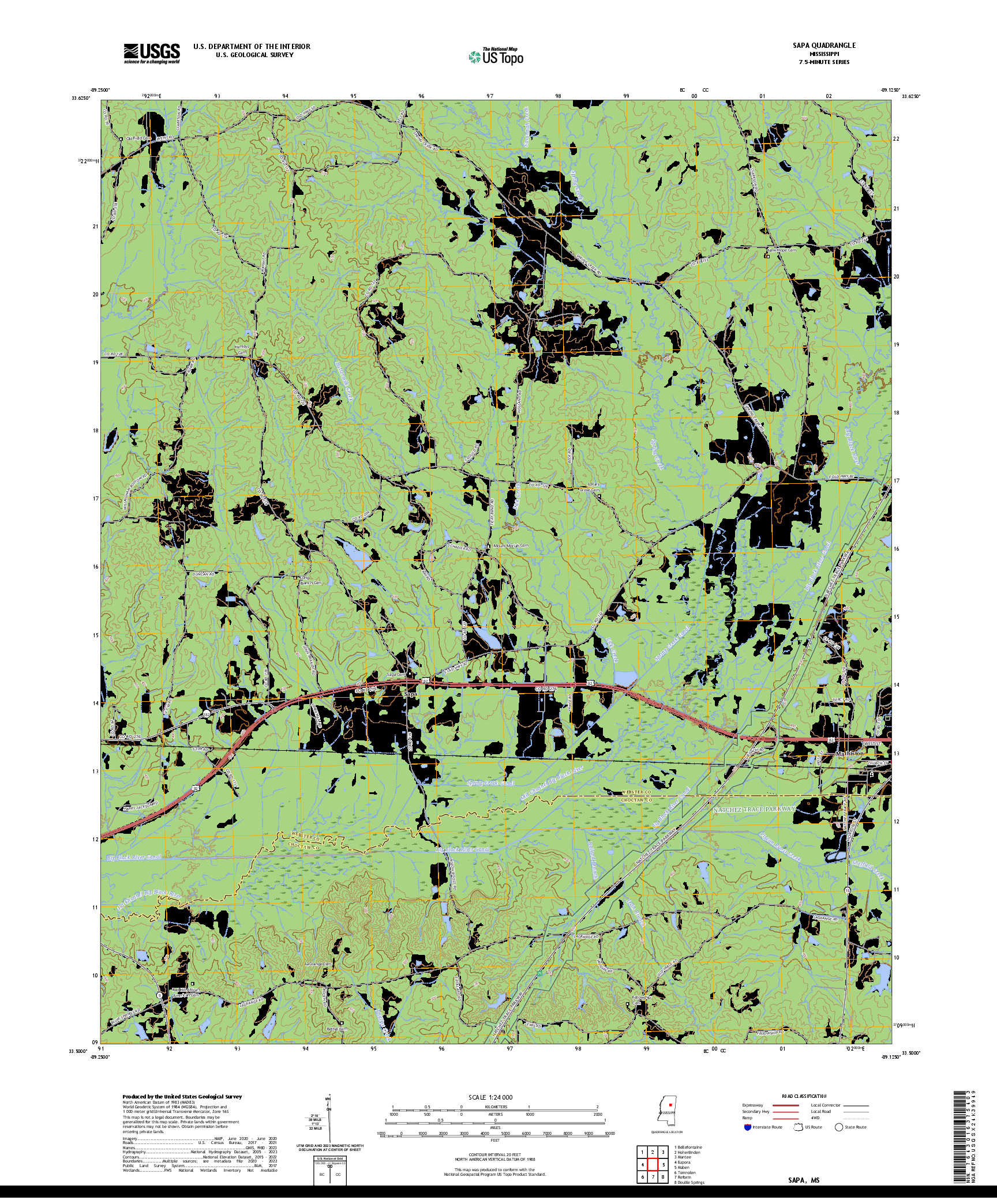US TOPO 7.5-MINUTE MAP FOR SAPA, MS