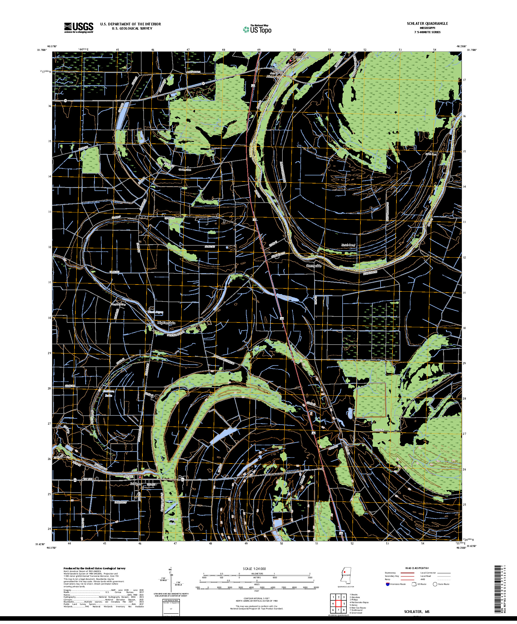 US TOPO 7.5-MINUTE MAP FOR SCHLATER, MS