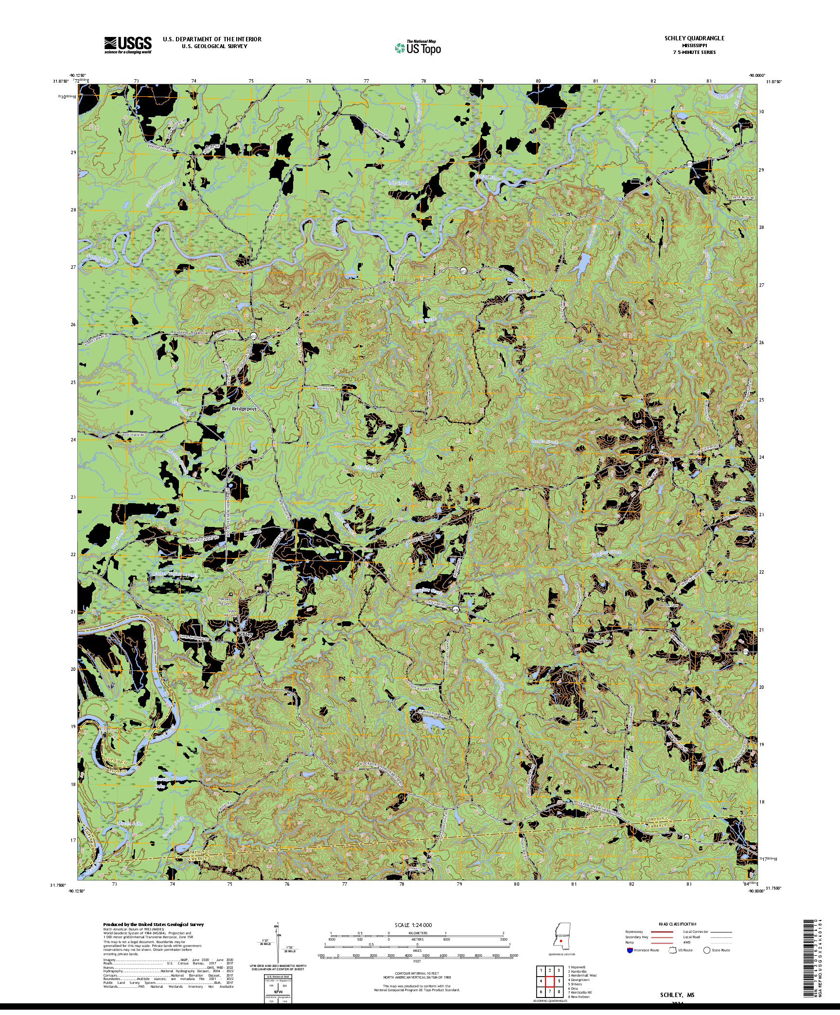 US TOPO 7.5-MINUTE MAP FOR SCHLEY, MS