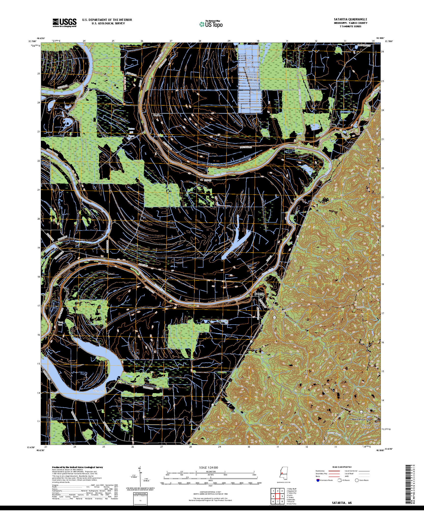 US TOPO 7.5-MINUTE MAP FOR SATARTIA, MS