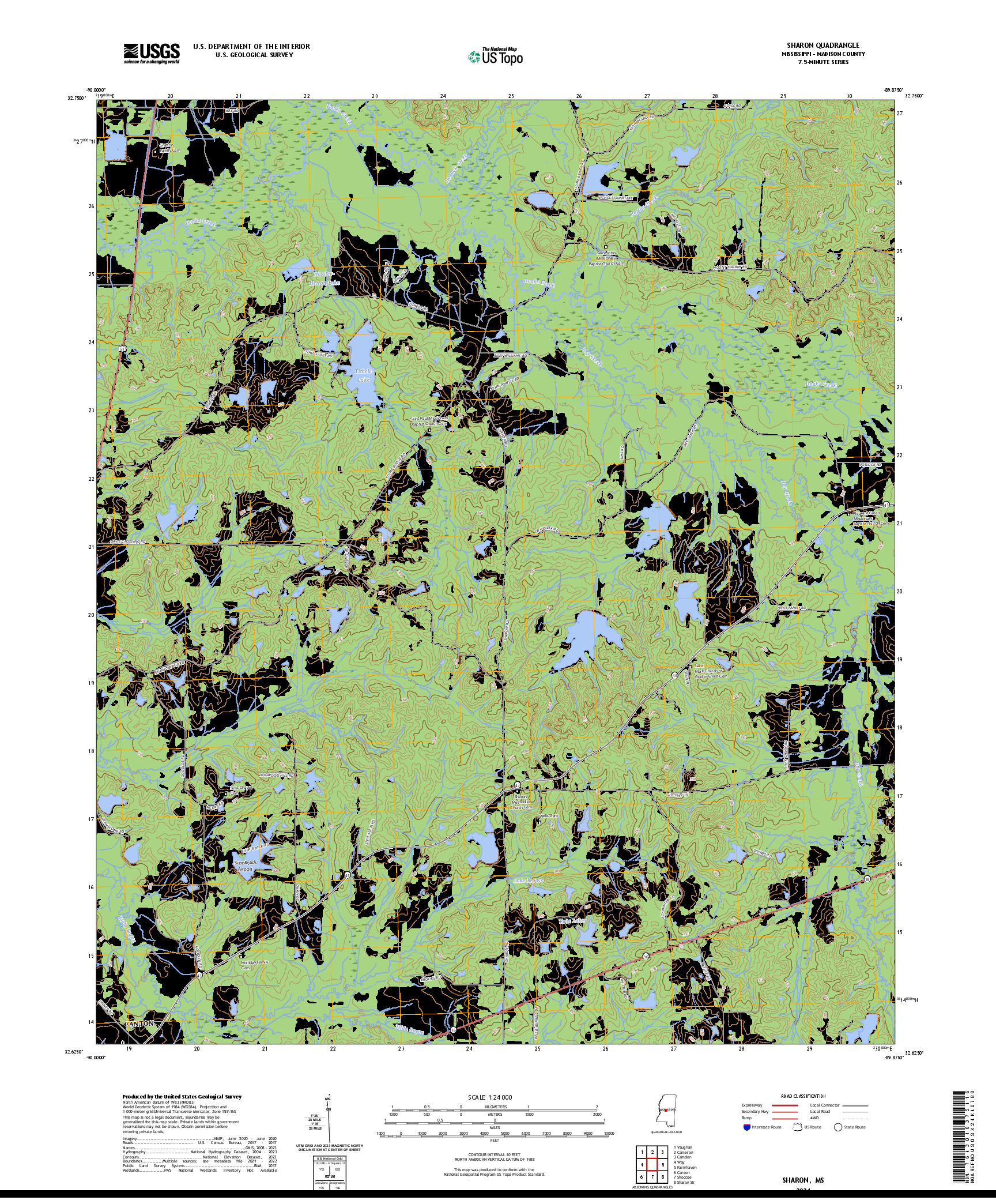 US TOPO 7.5-MINUTE MAP FOR SHARON, MS