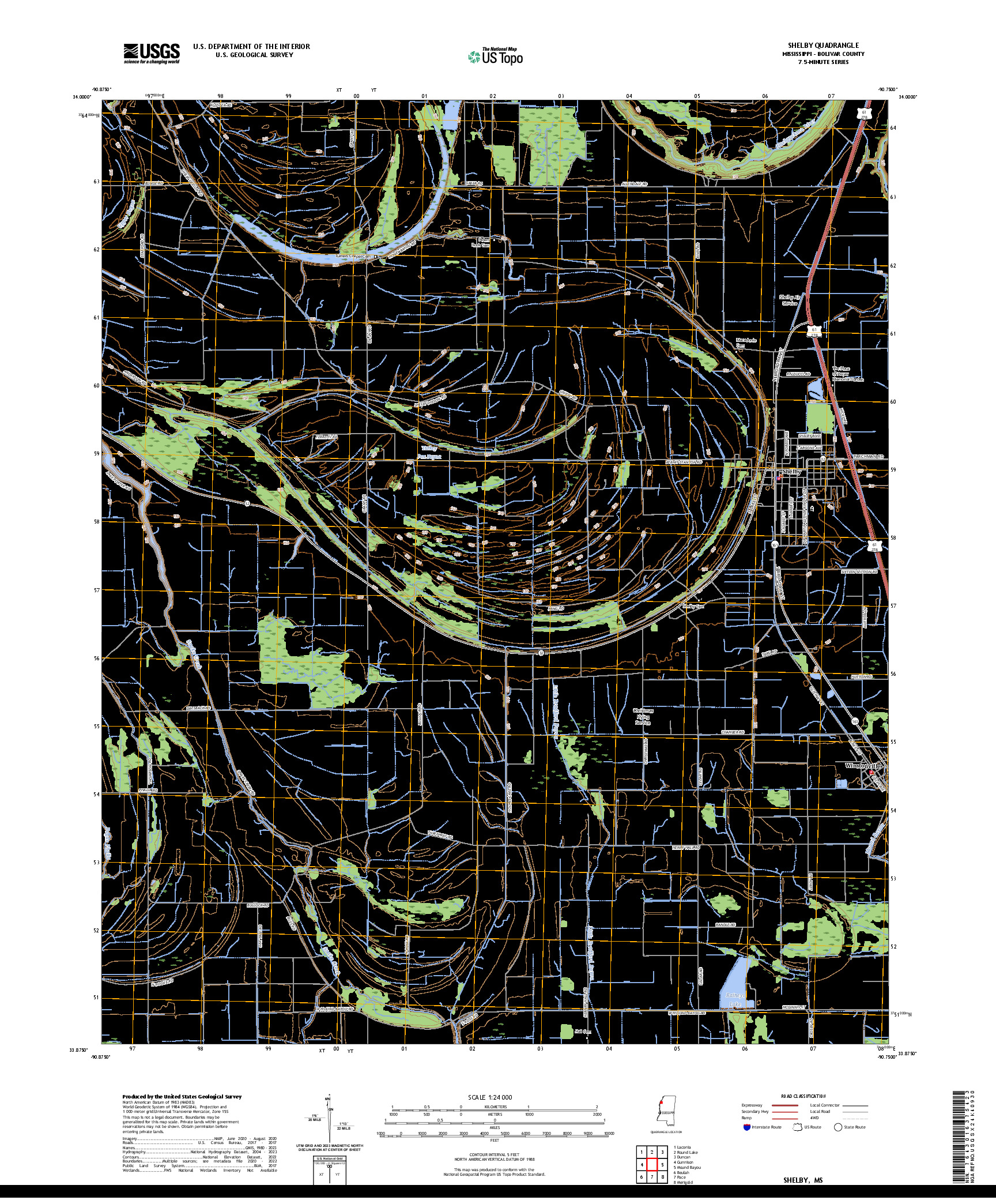 US TOPO 7.5-MINUTE MAP FOR SHELBY, MS