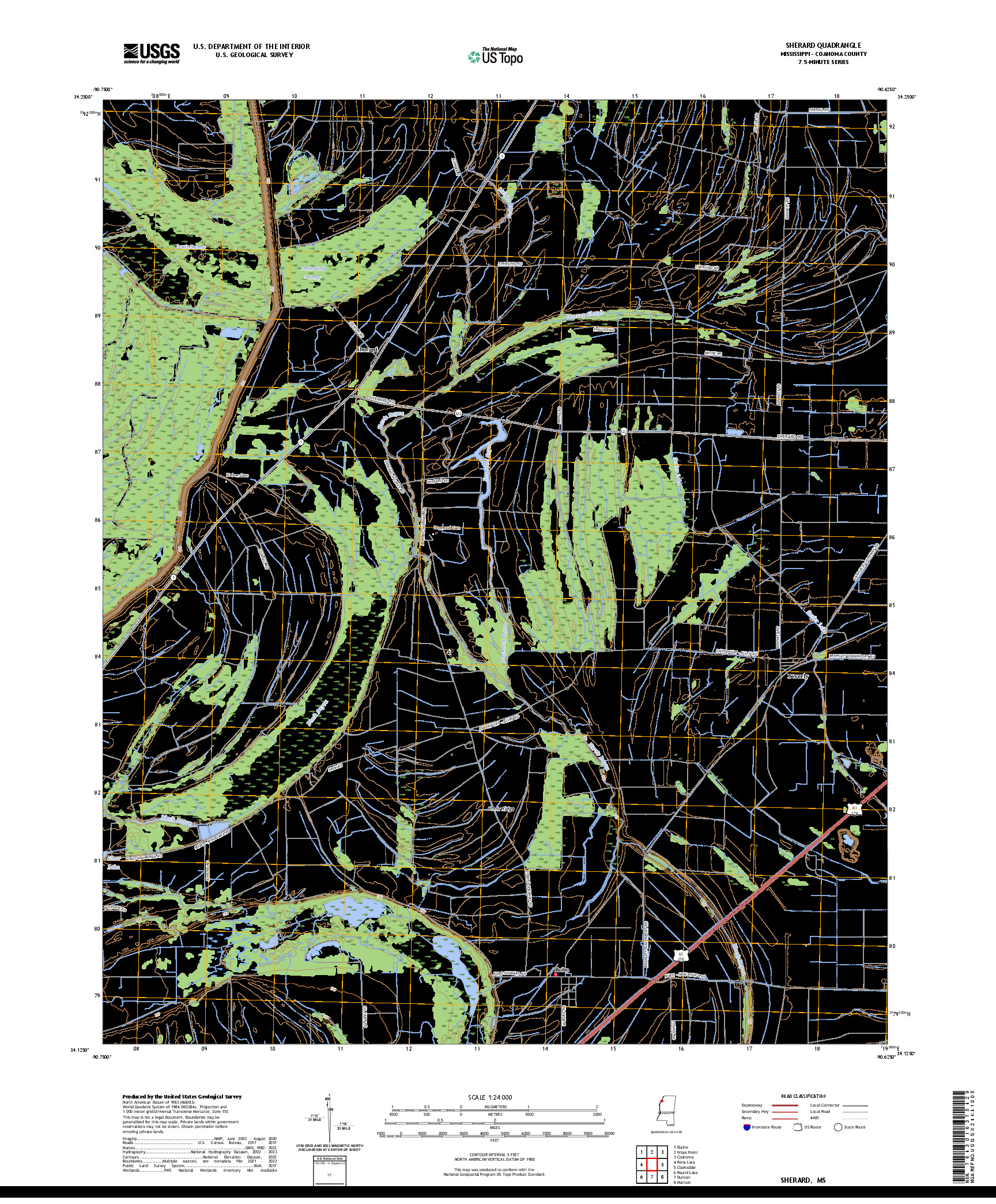 US TOPO 7.5-MINUTE MAP FOR SHERARD, MS