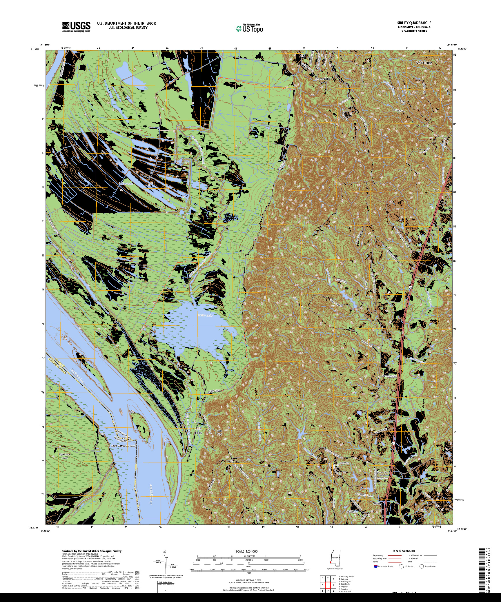US TOPO 7.5-MINUTE MAP FOR SIBLEY, MS,LA