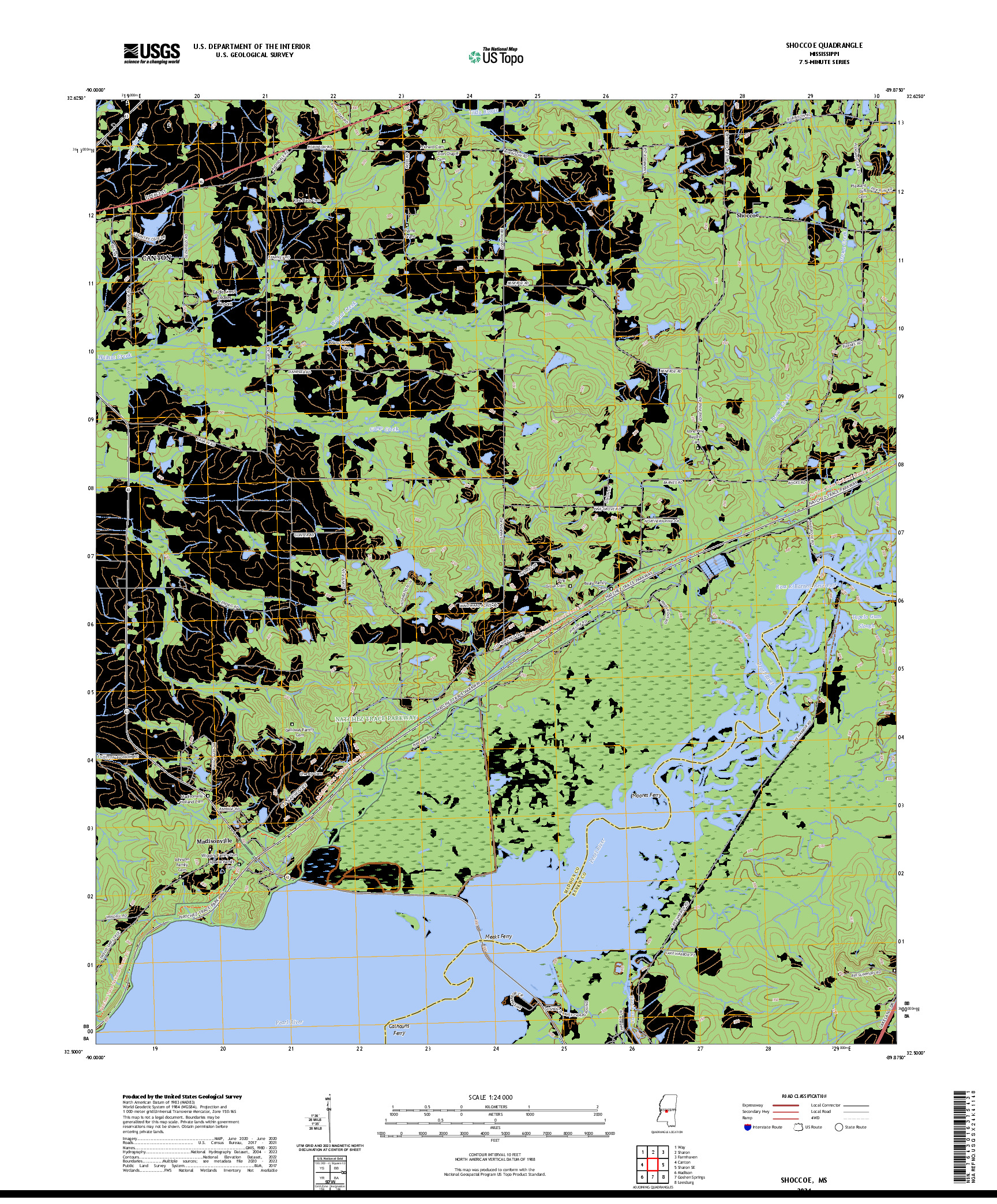 US TOPO 7.5-MINUTE MAP FOR SHOCCOE, MS