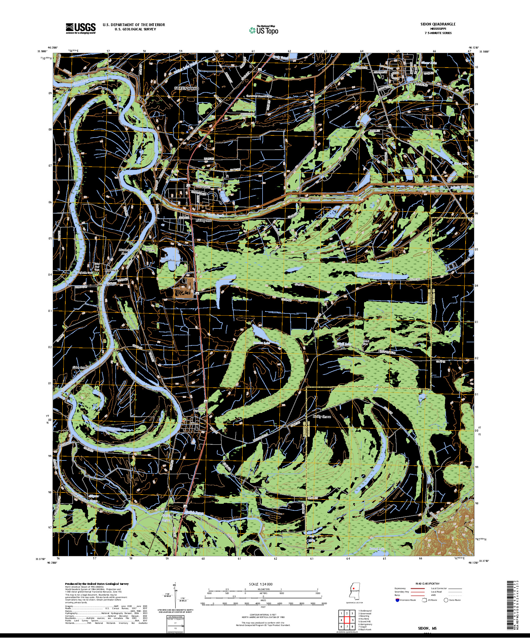 US TOPO 7.5-MINUTE MAP FOR SIDON, MS