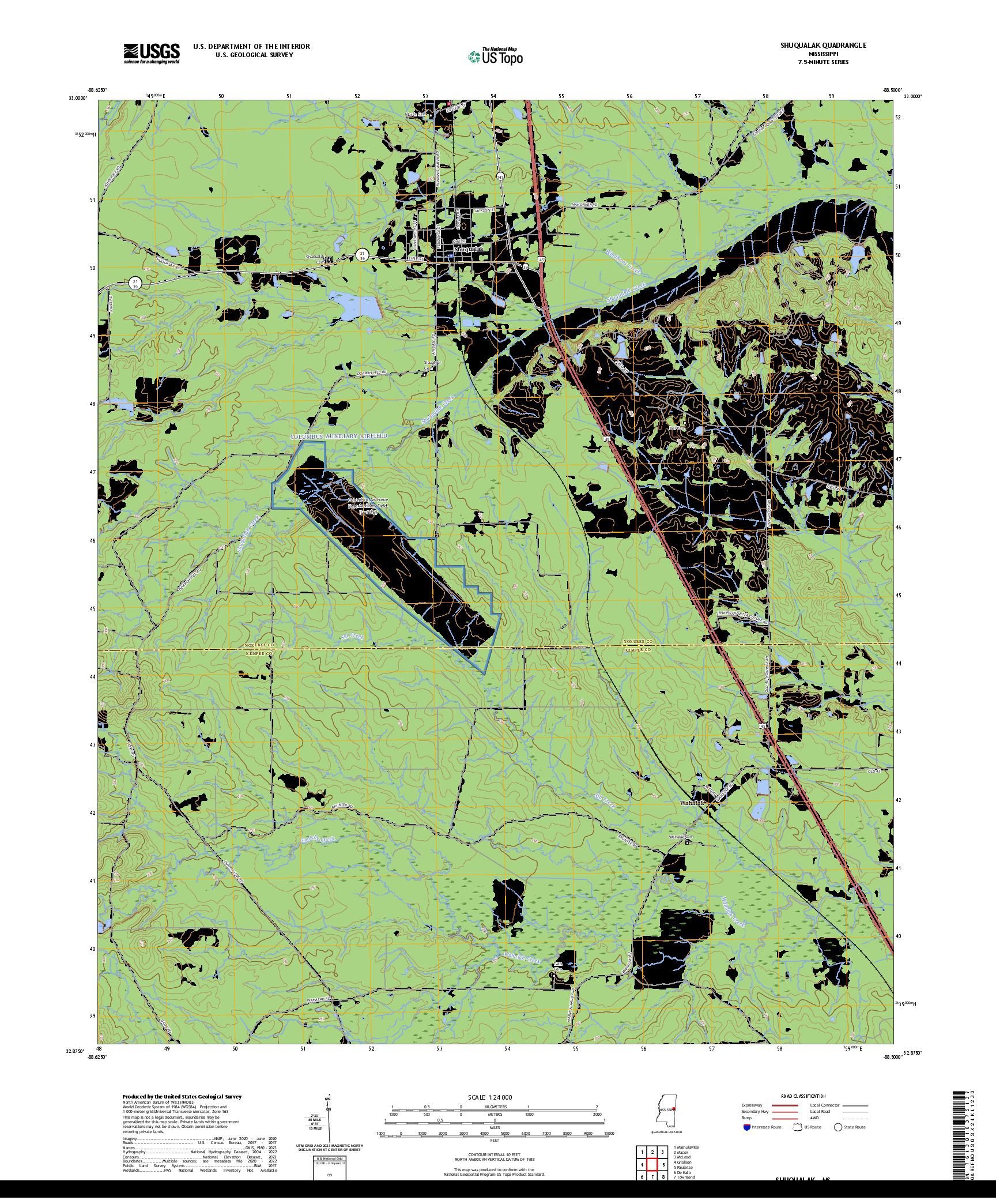 US TOPO 7.5-MINUTE MAP FOR SHUQUALAK, MS