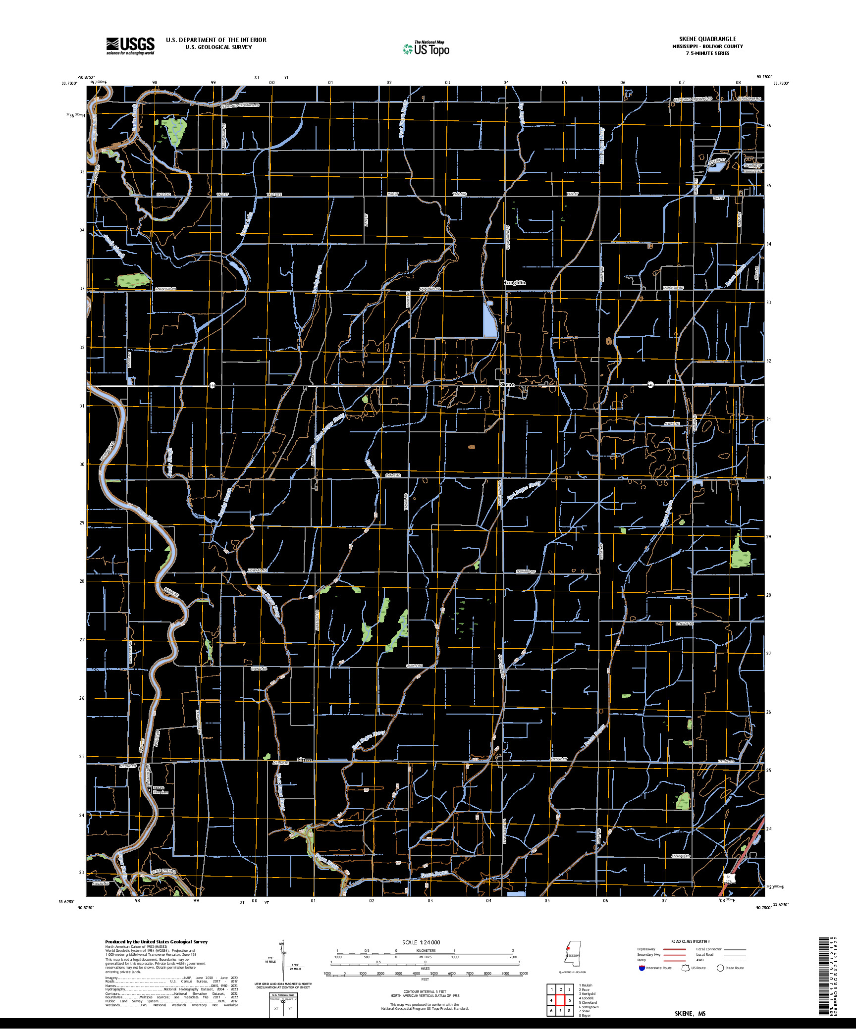 US TOPO 7.5-MINUTE MAP FOR SKENE, MS