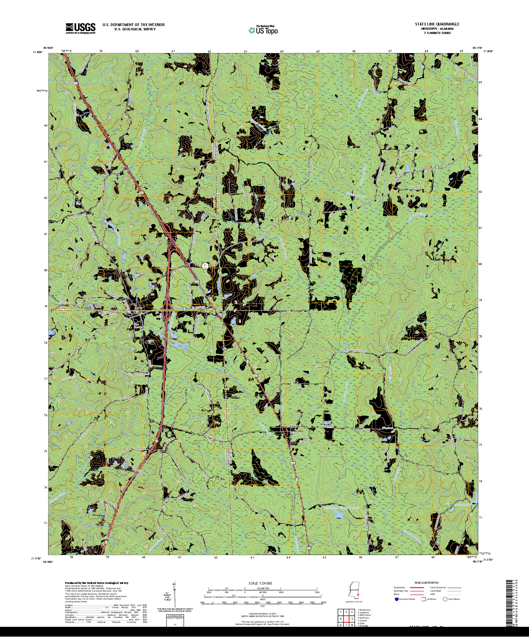 US TOPO 7.5-MINUTE MAP FOR STATE LINE, MS,AL