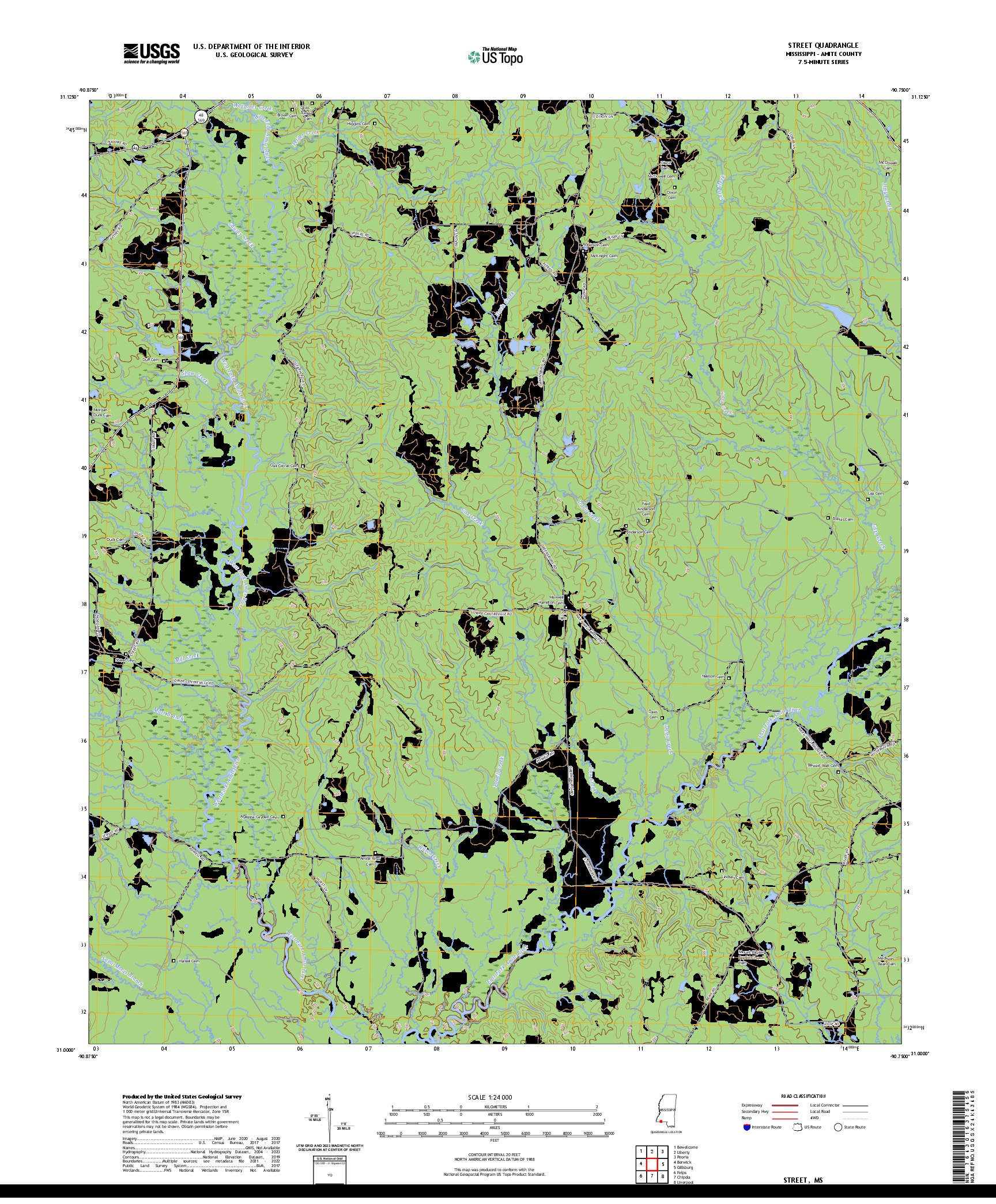 US TOPO 7.5-MINUTE MAP FOR STREET, MS