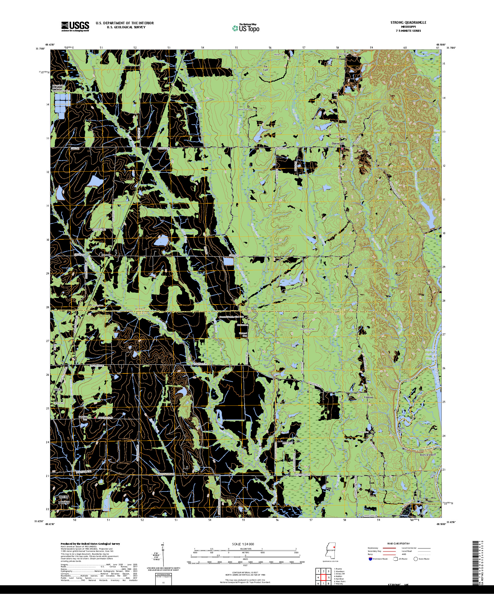 US TOPO 7.5-MINUTE MAP FOR STRONG, MS