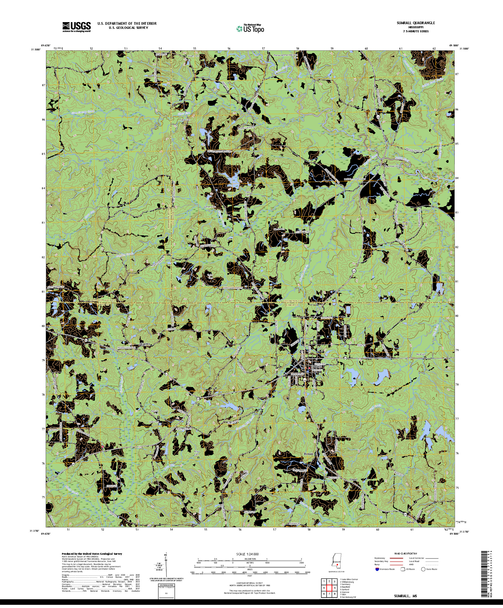 US TOPO 7.5-MINUTE MAP FOR SUMRALL, MS