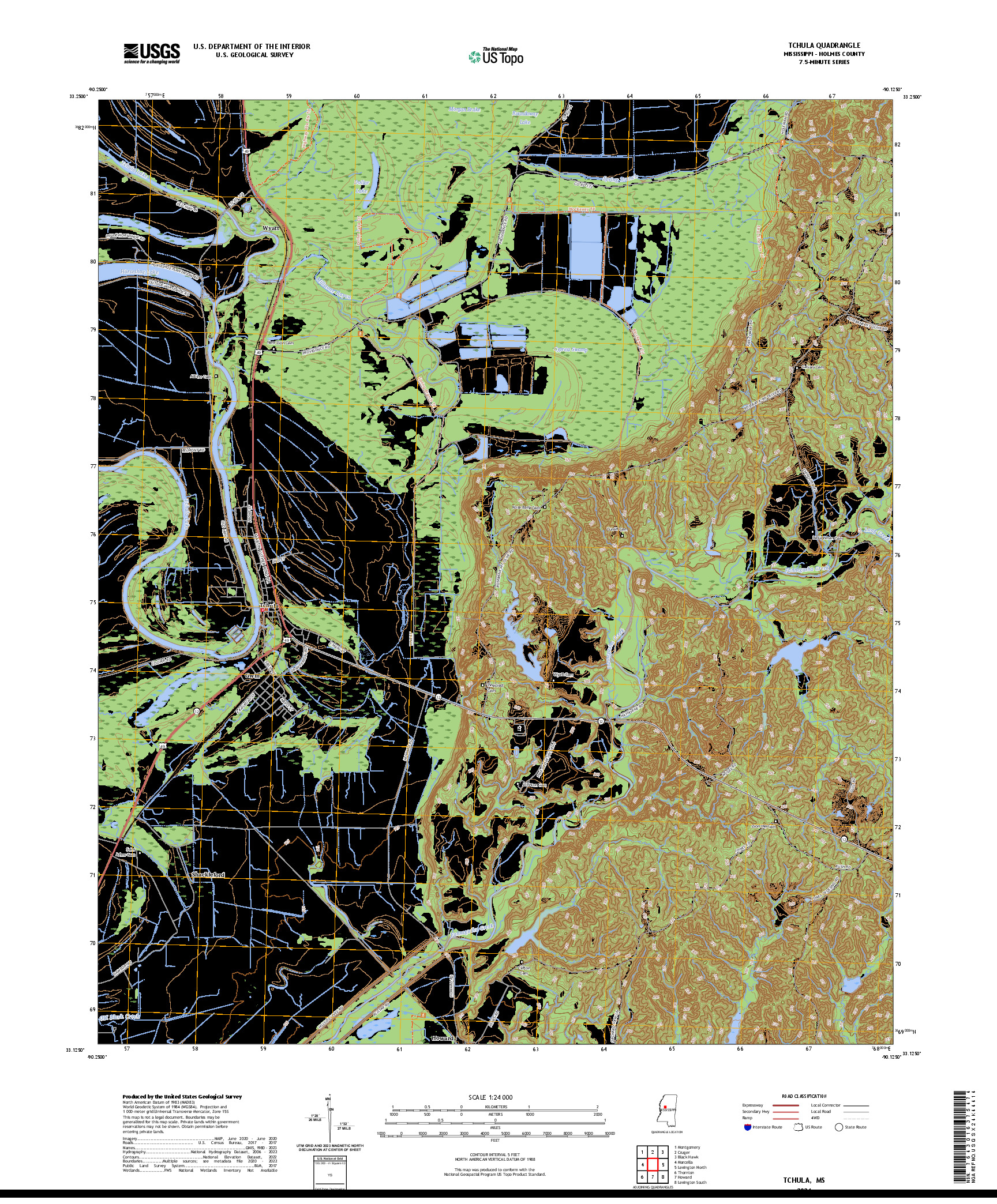 US TOPO 7.5-MINUTE MAP FOR TCHULA, MS