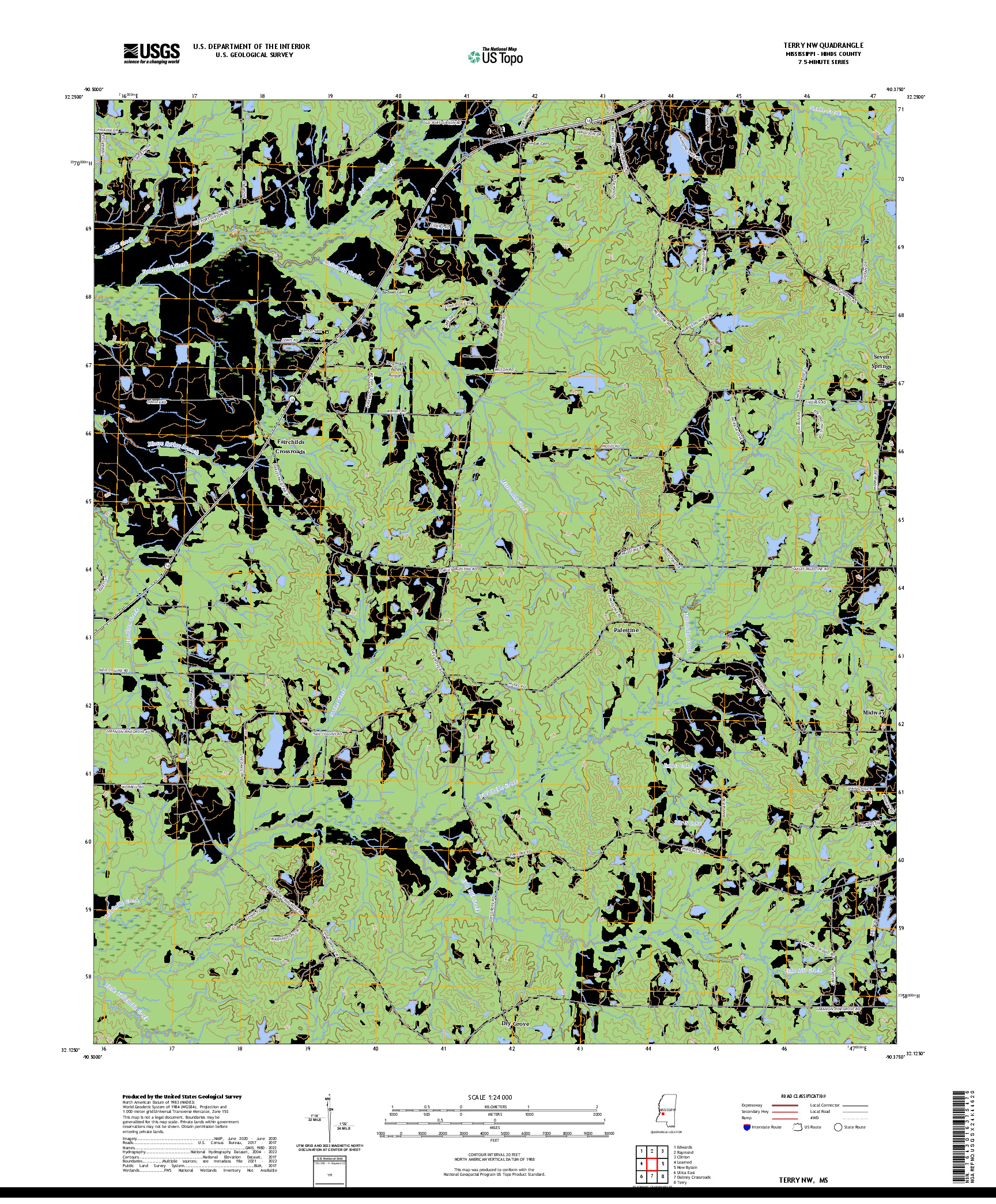 US TOPO 7.5-MINUTE MAP FOR TERRY NW, MS