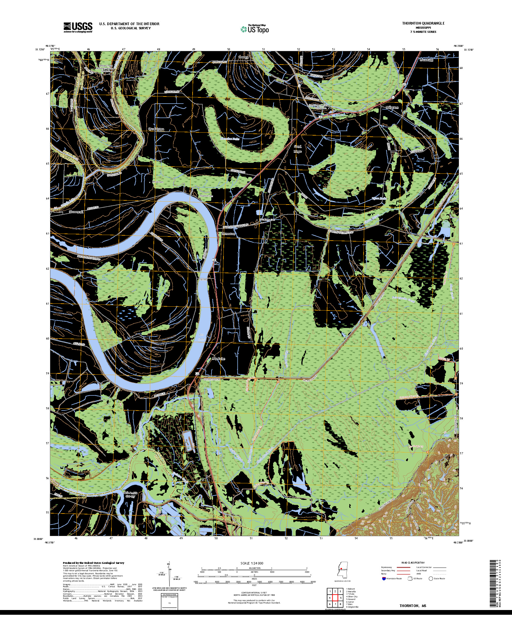 US TOPO 7.5-MINUTE MAP FOR THORNTON, MS