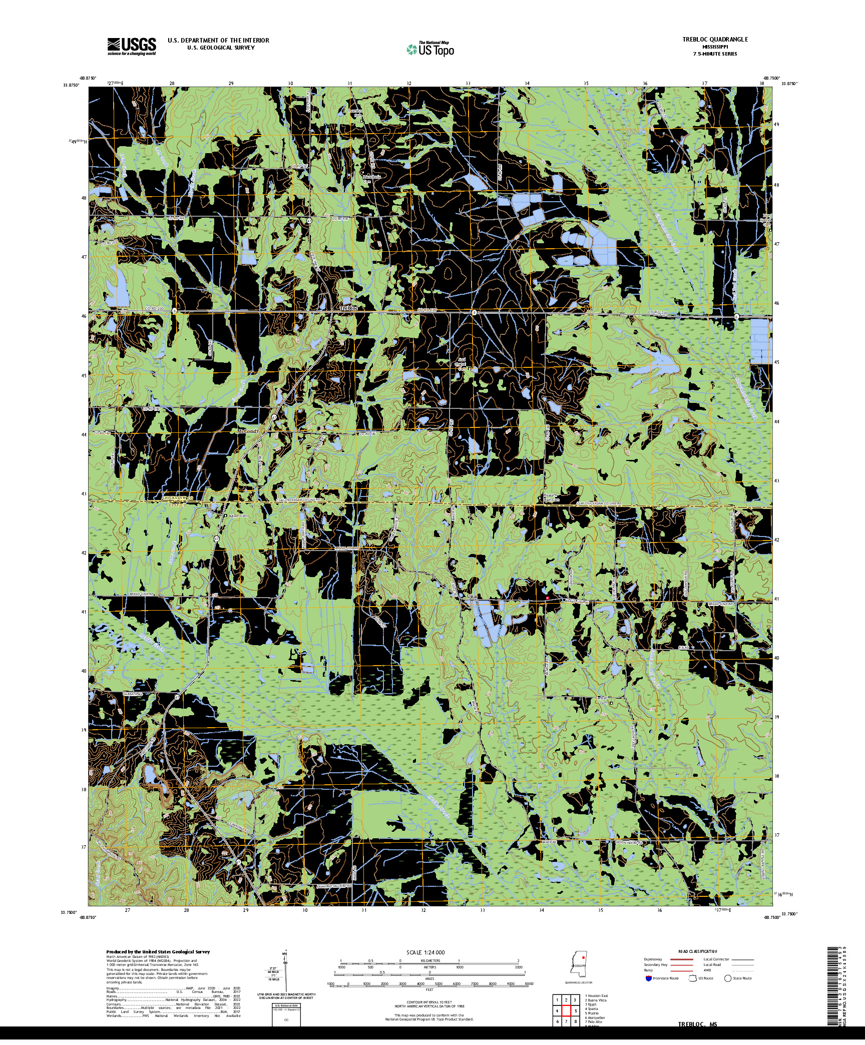 US TOPO 7.5-MINUTE MAP FOR TREBLOC, MS