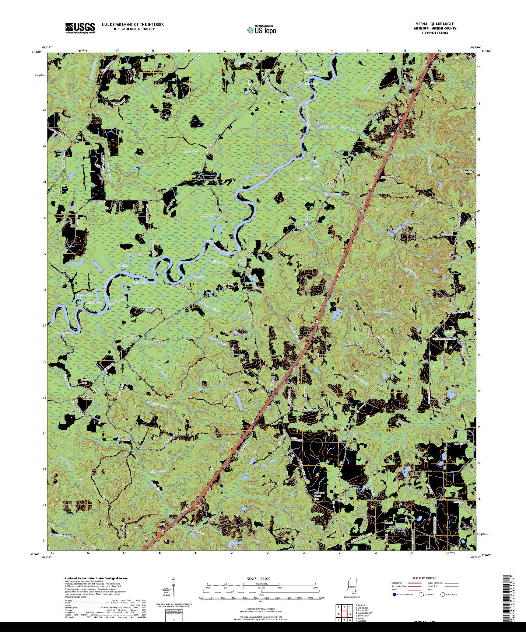 US TOPO 7.5-MINUTE MAP FOR VERNAL, MS