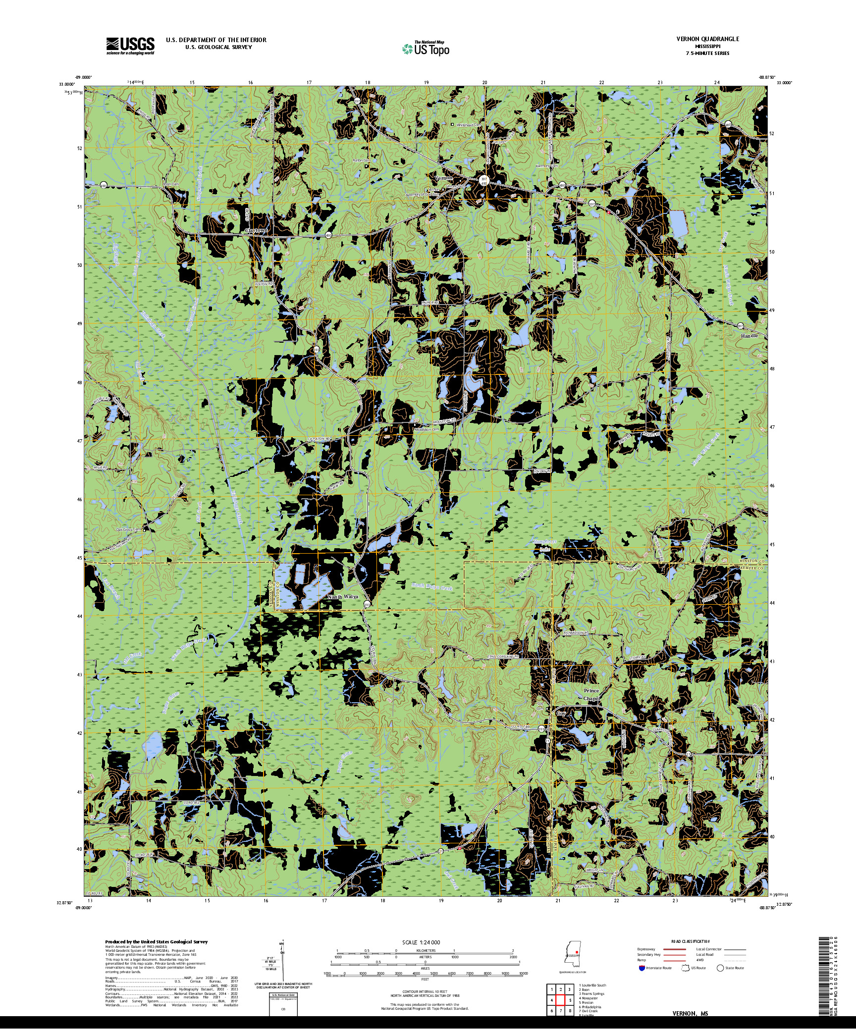 US TOPO 7.5-MINUTE MAP FOR VERNON, MS