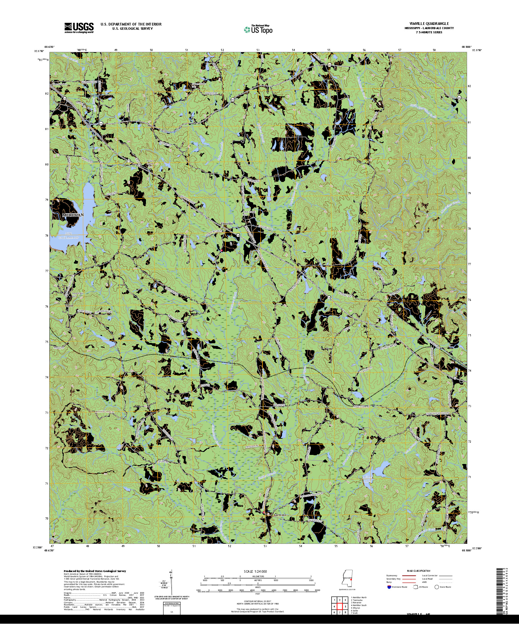 US TOPO 7.5-MINUTE MAP FOR VIMVILLE, MS