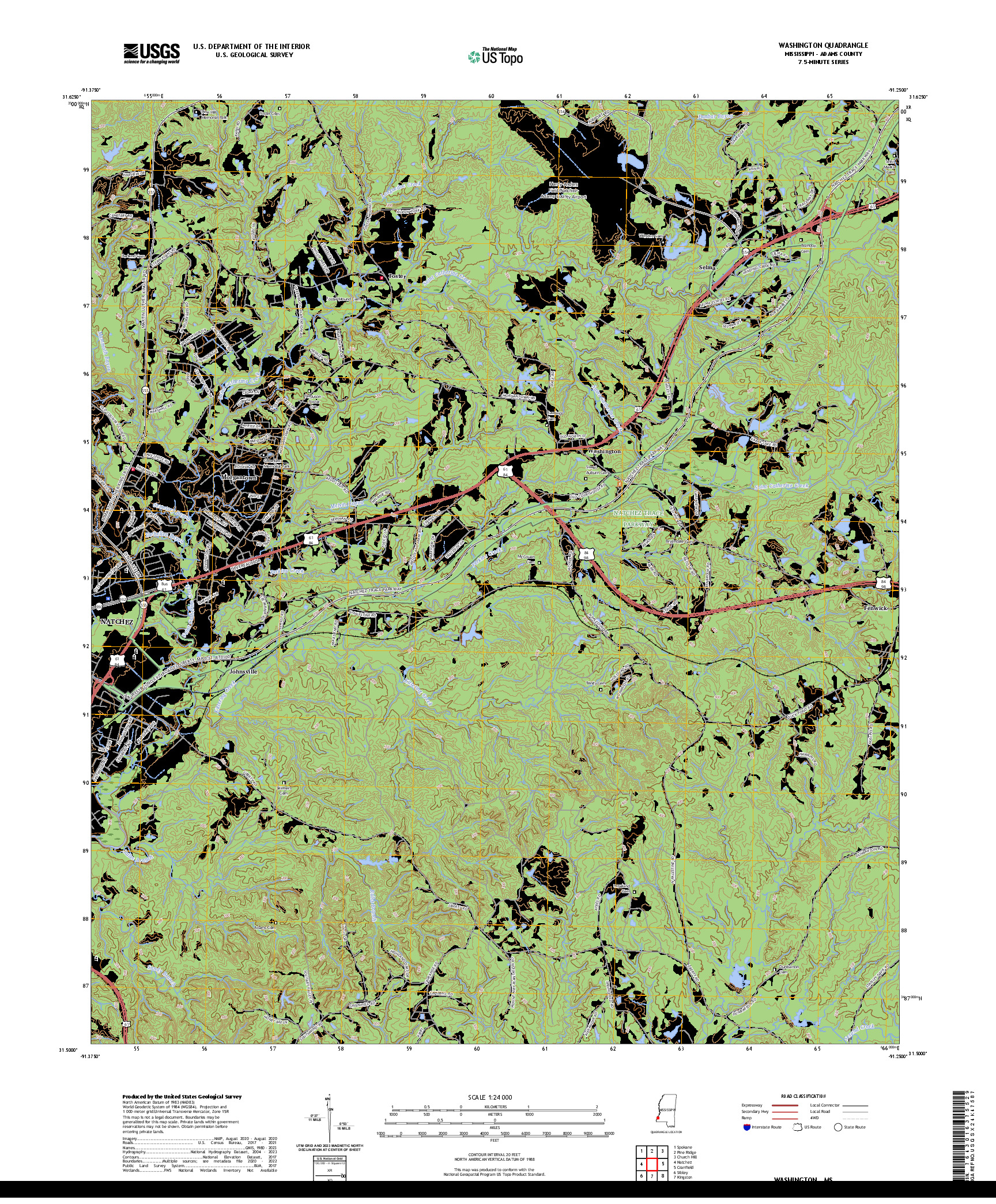 US TOPO 7.5-MINUTE MAP FOR WASHINGTON, MS