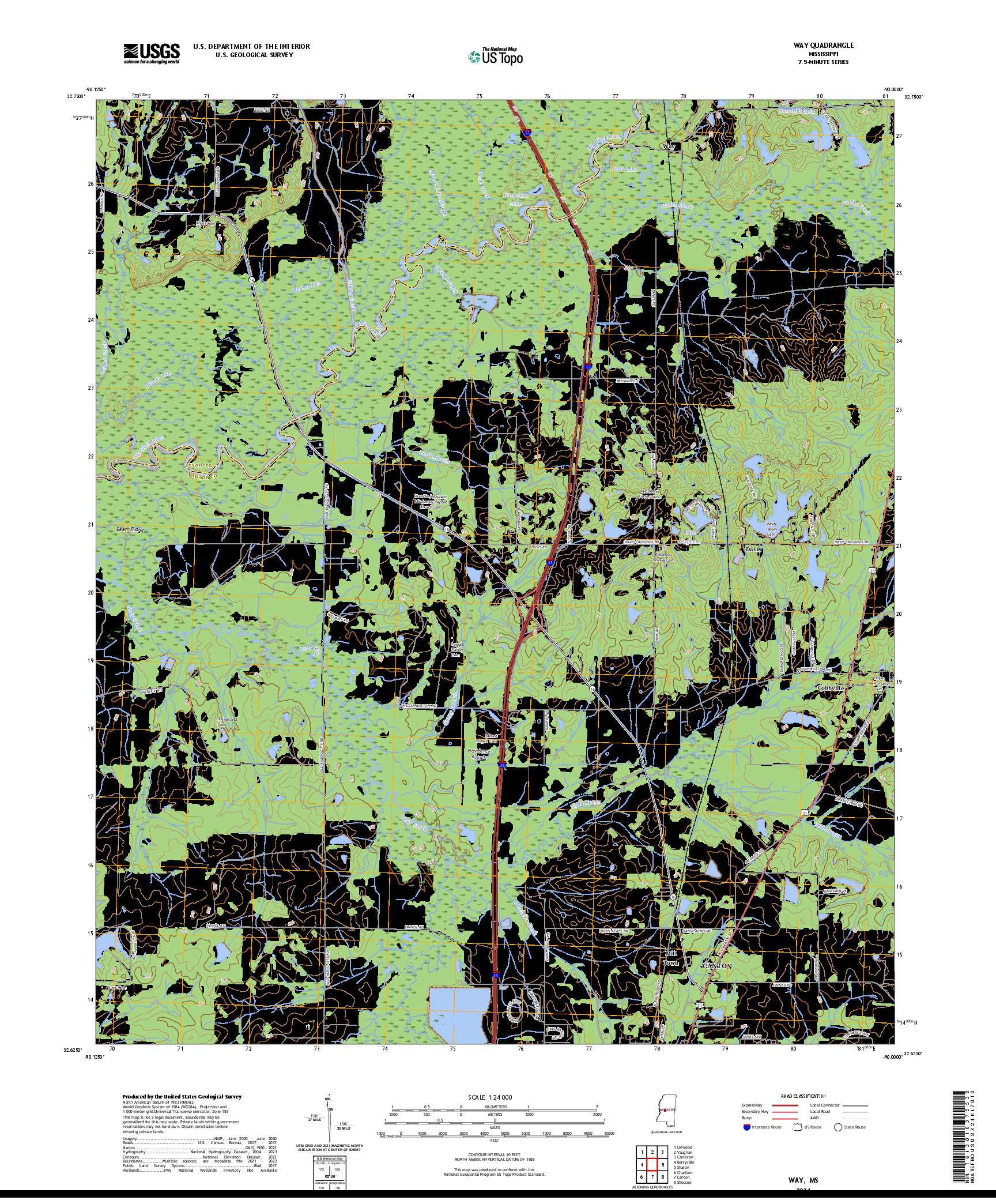 US TOPO 7.5-MINUTE MAP FOR WAY, MS