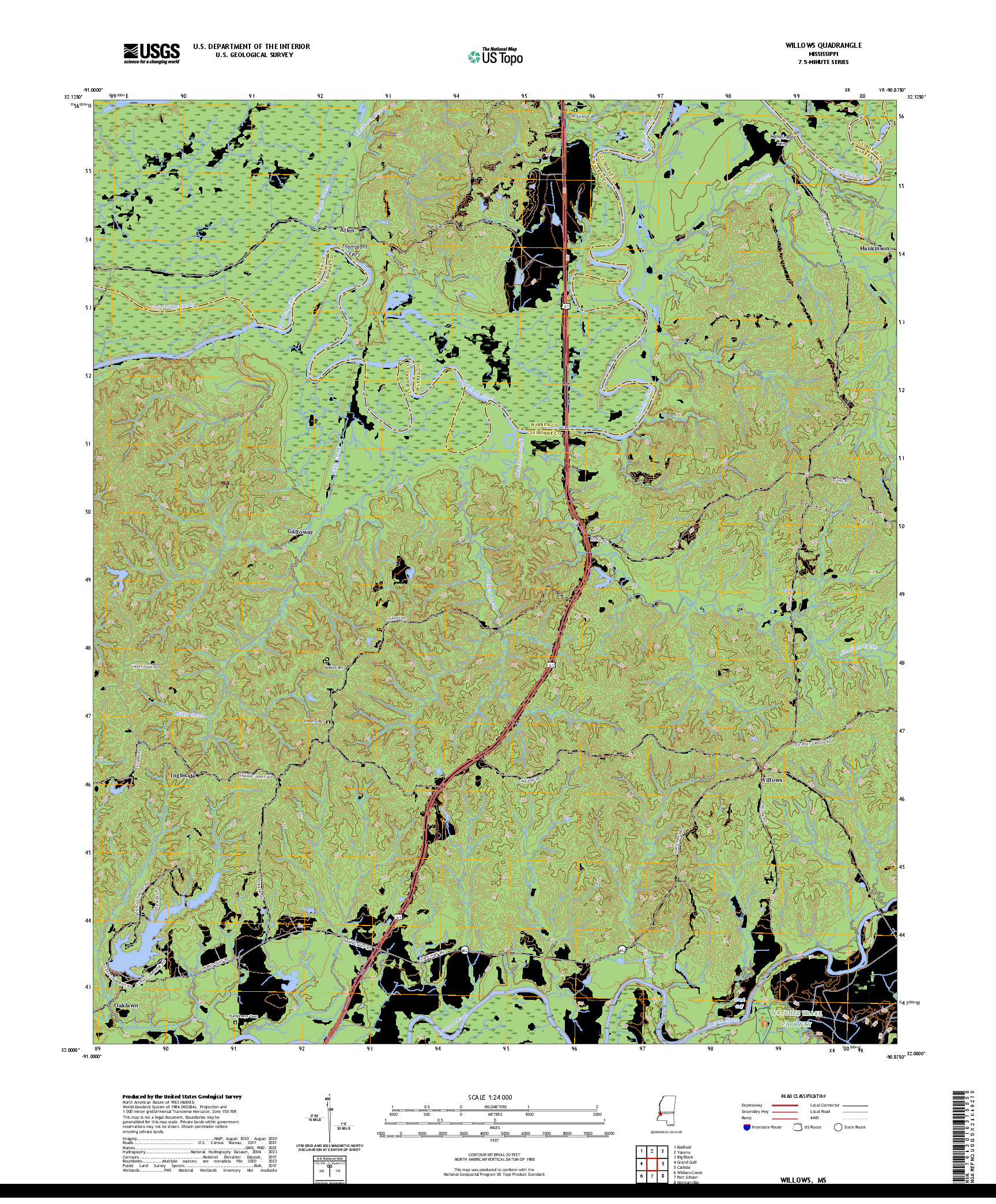 US TOPO 7.5-MINUTE MAP FOR WILLOWS, MS