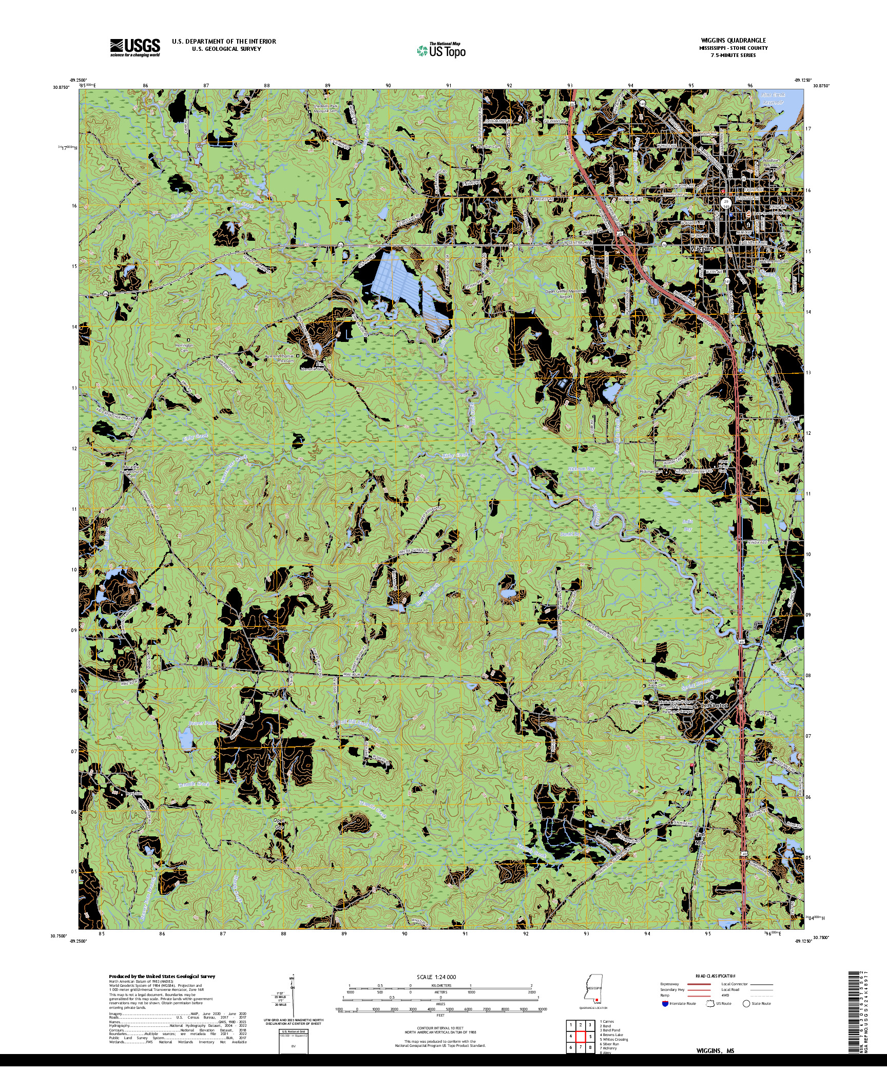 US TOPO 7.5-MINUTE MAP FOR WIGGINS, MS