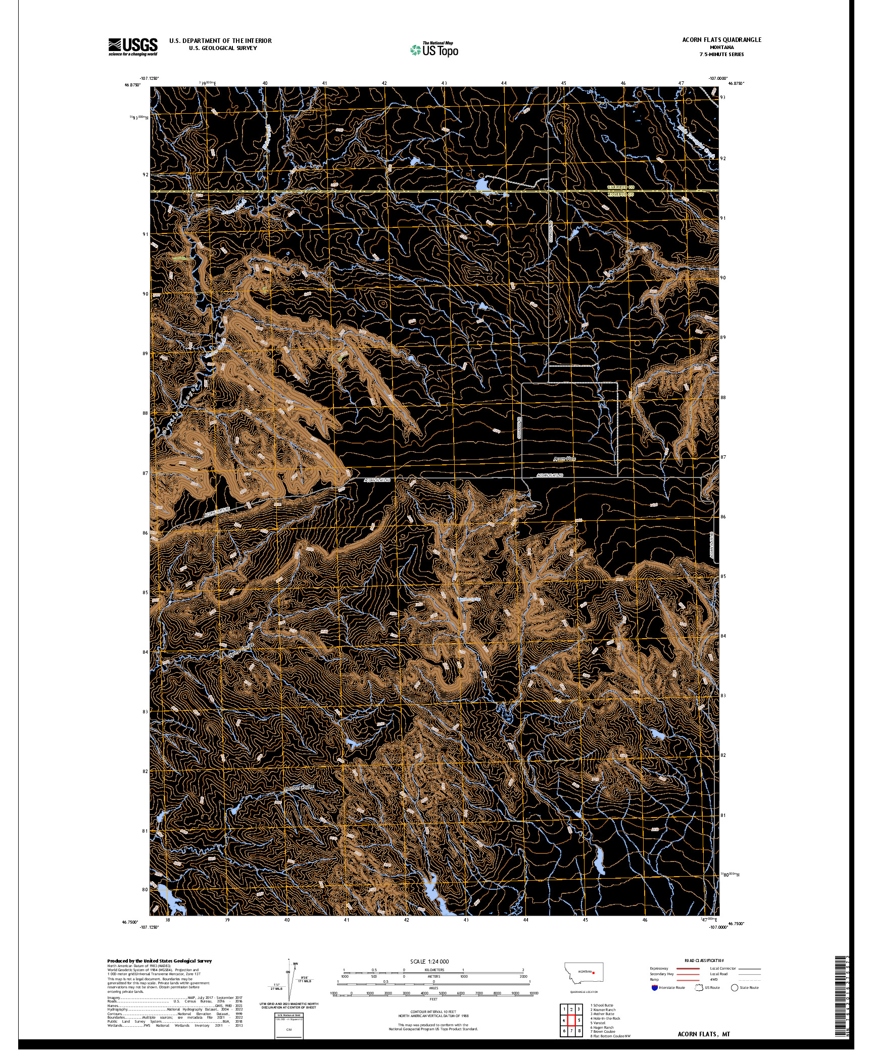 US TOPO 7.5-MINUTE MAP FOR ACORN FLATS, MT