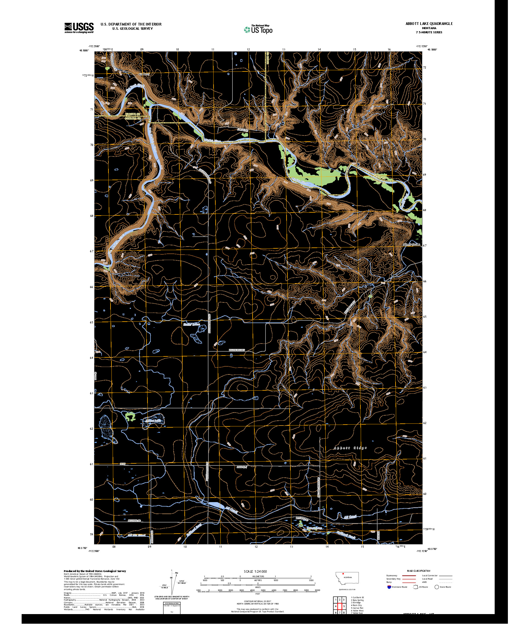 US TOPO 7.5-MINUTE MAP FOR ABBOTT LAKE, MT