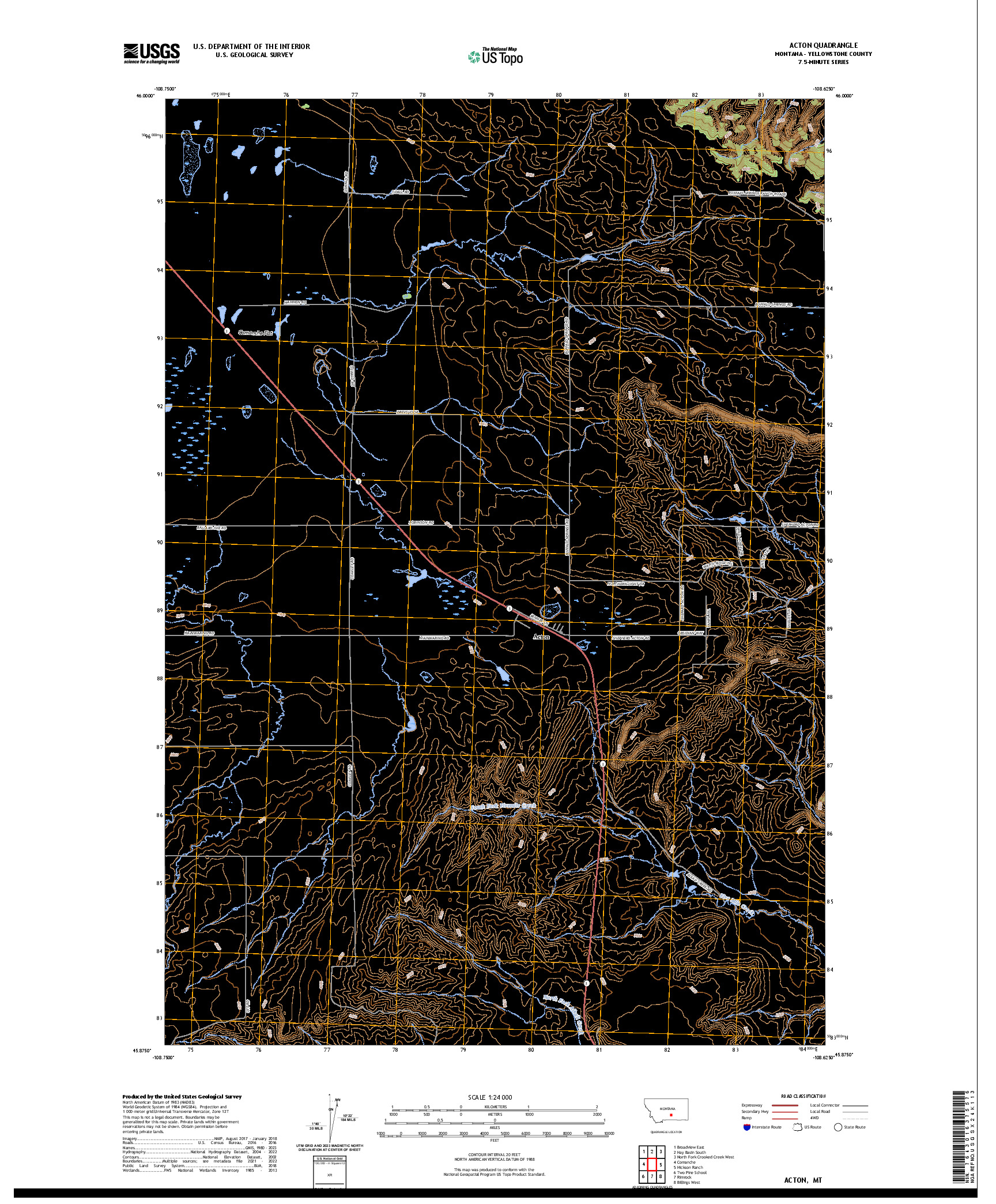 US TOPO 7.5-MINUTE MAP FOR ACTON, MT
