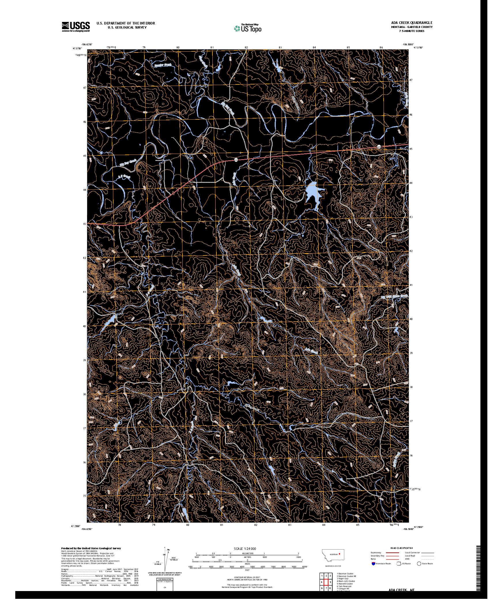 US TOPO 7.5-MINUTE MAP FOR ADA CREEK, MT