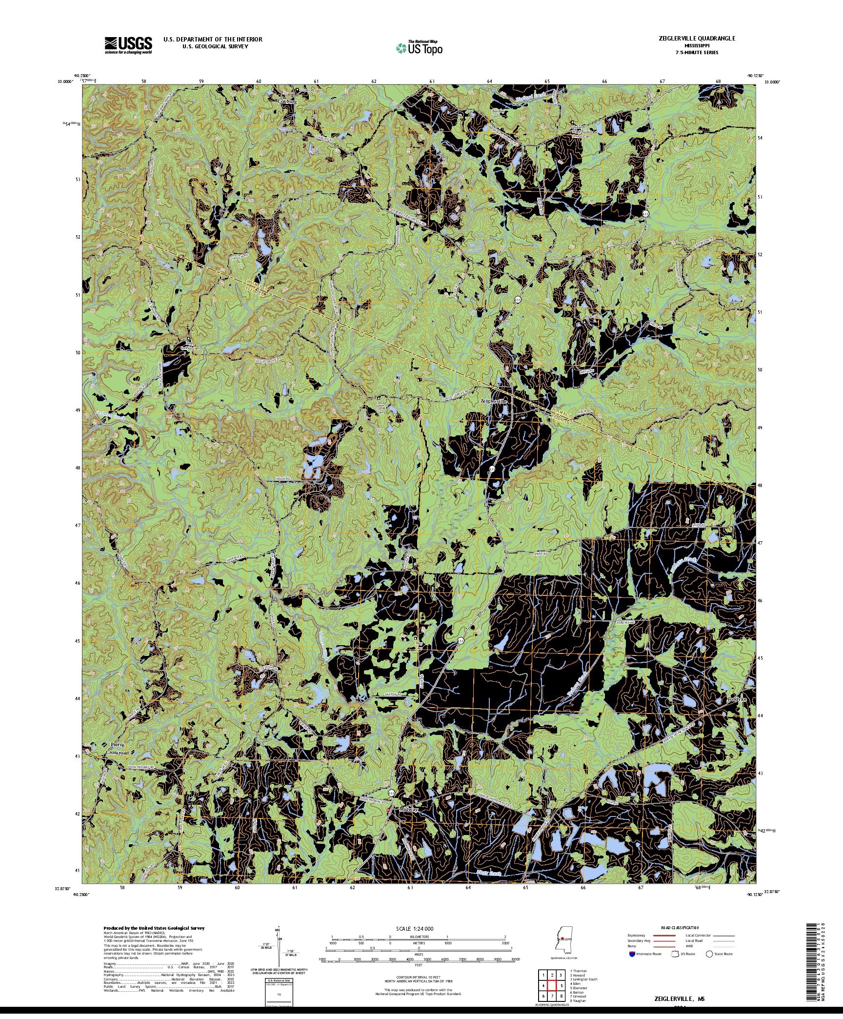 US TOPO 7.5-MINUTE MAP FOR ZEIGLERVILLE, MS