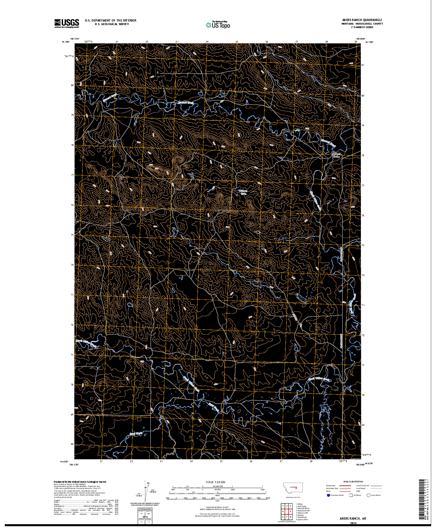 US TOPO 7.5-MINUTE MAP FOR AKERS RANCH, MT