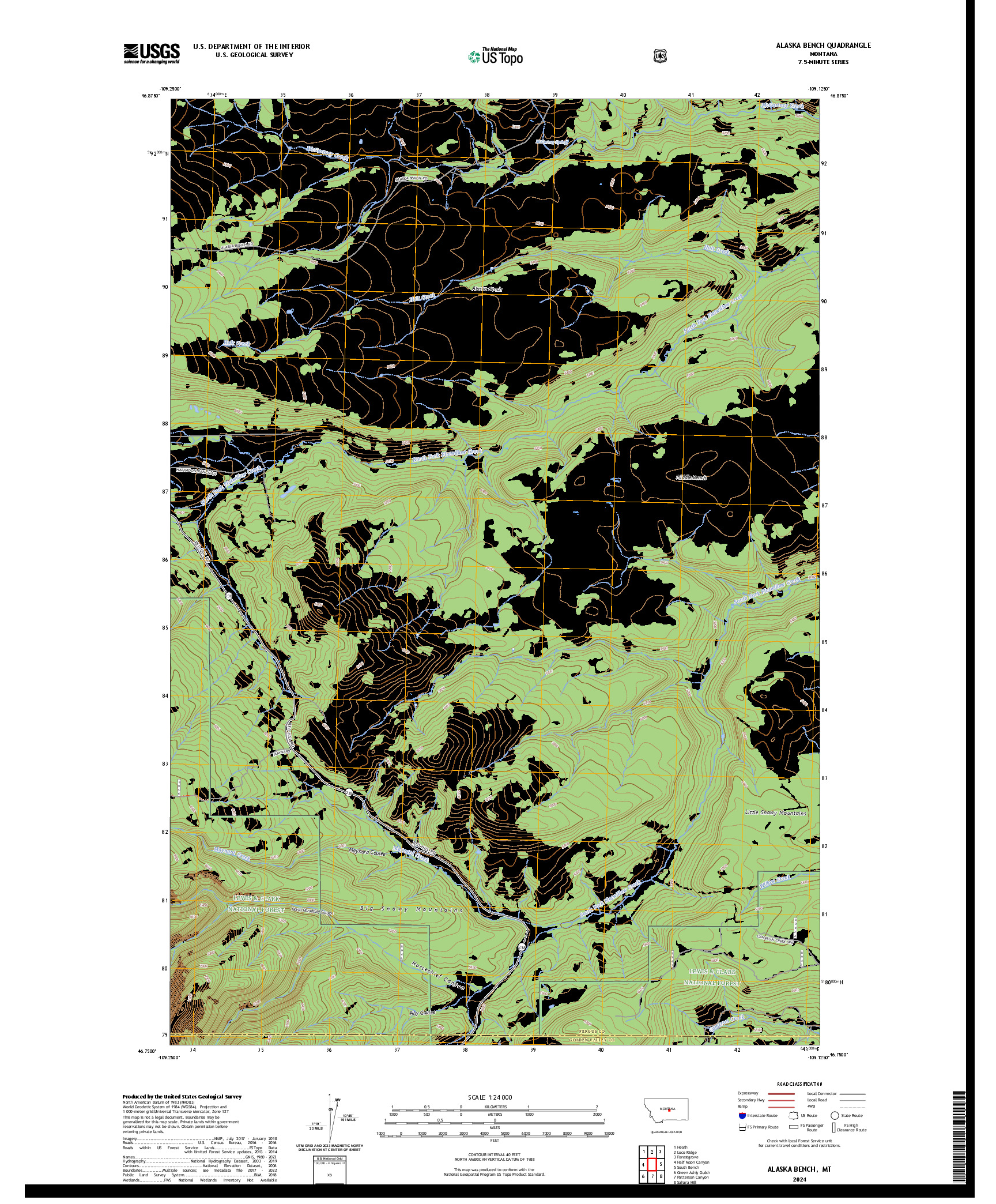 US TOPO 7.5-MINUTE MAP FOR ALASKA BENCH, MT