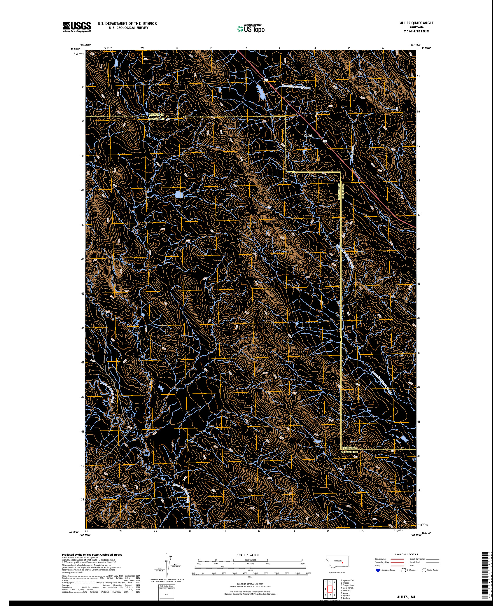 US TOPO 7.5-MINUTE MAP FOR AHLES, MT