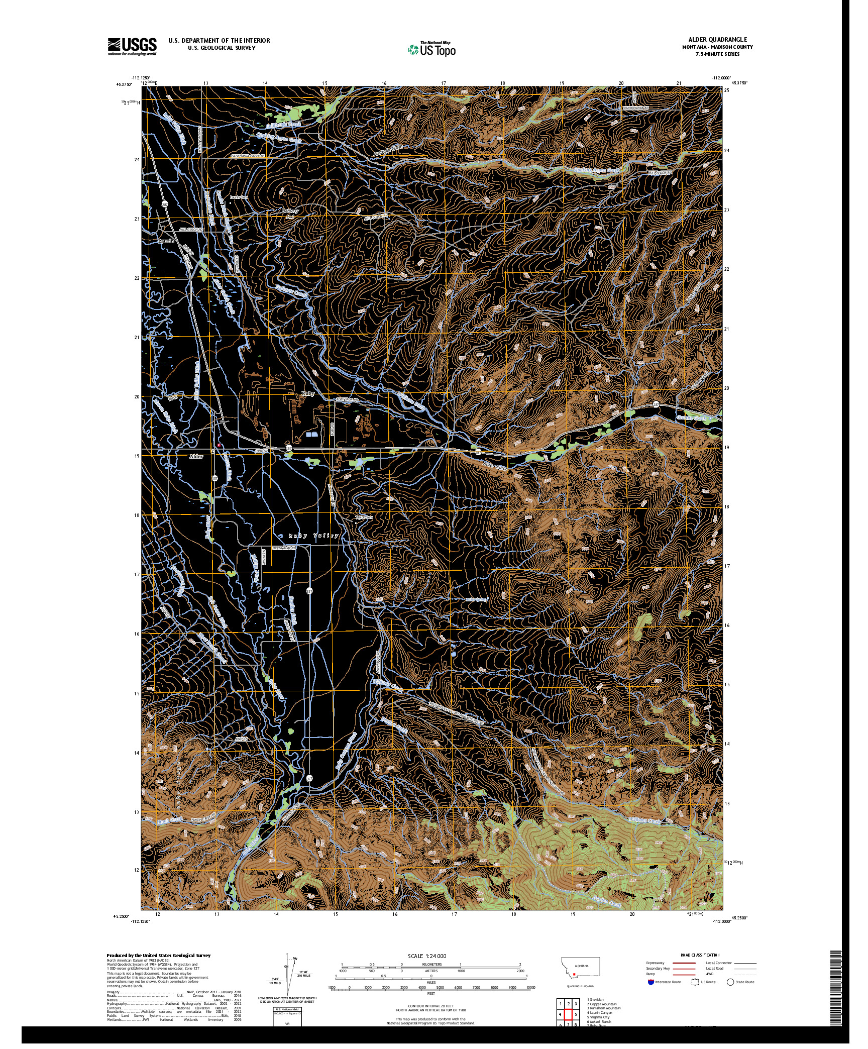 US TOPO 7.5-MINUTE MAP FOR ALDER, MT